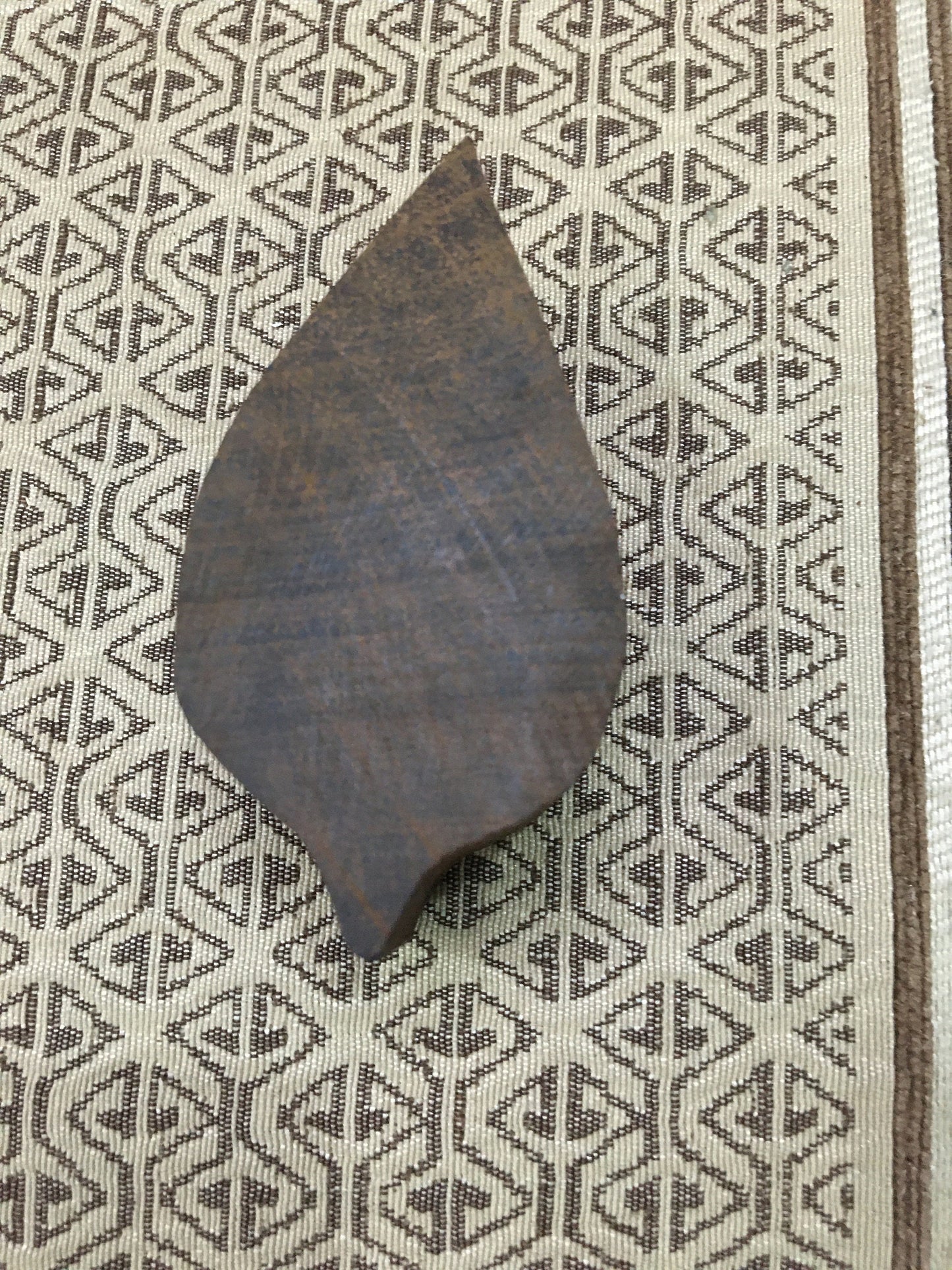 Stripy Leaf, hand carved Indian wood printing block; textile stamp; pottery stamp,