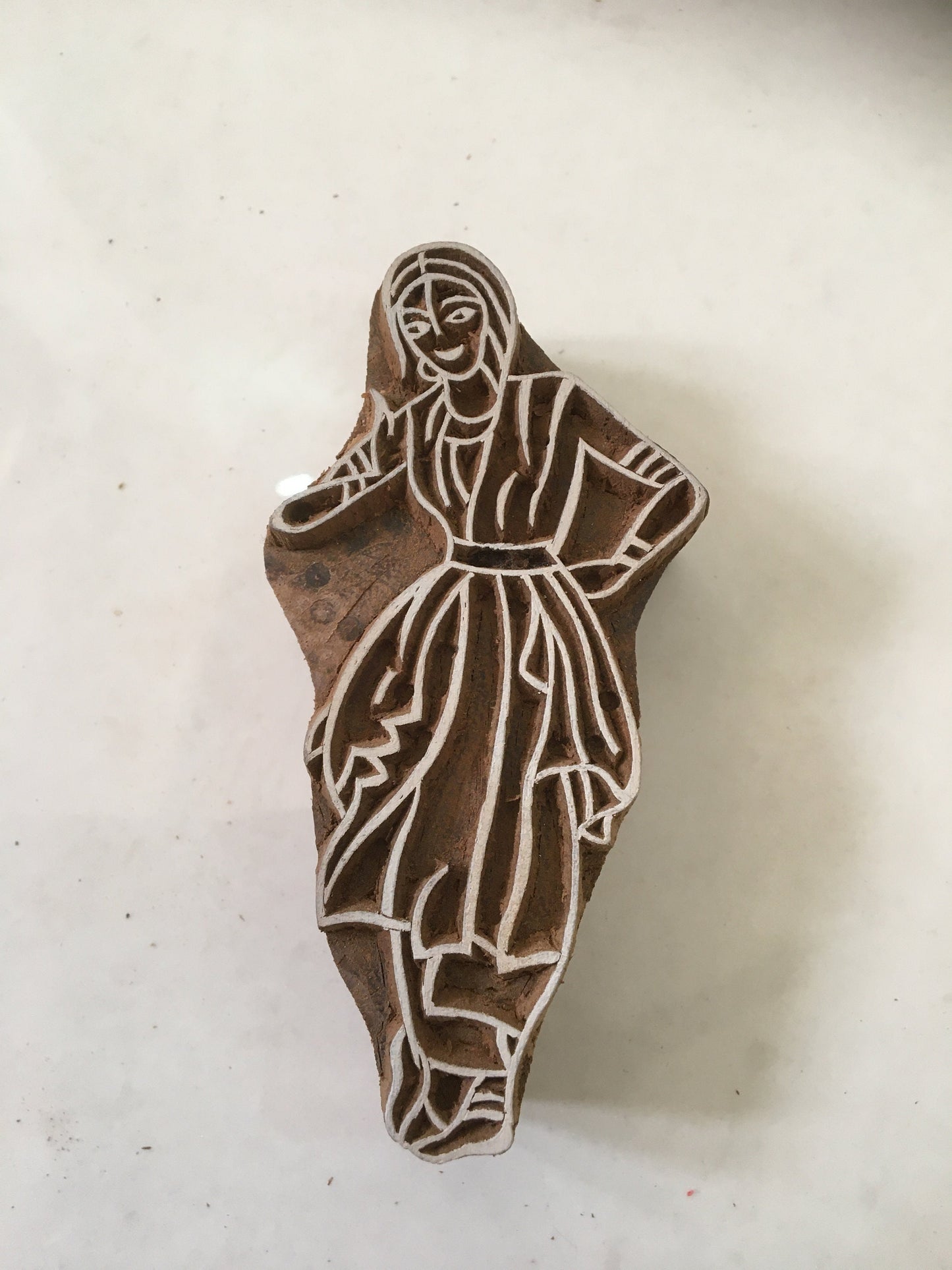 Dancing woman folkart Indian Artistic Handicraft Items Wooden Printing Block, Tjaps, Batik stamps, pottery stamp, clay stamp