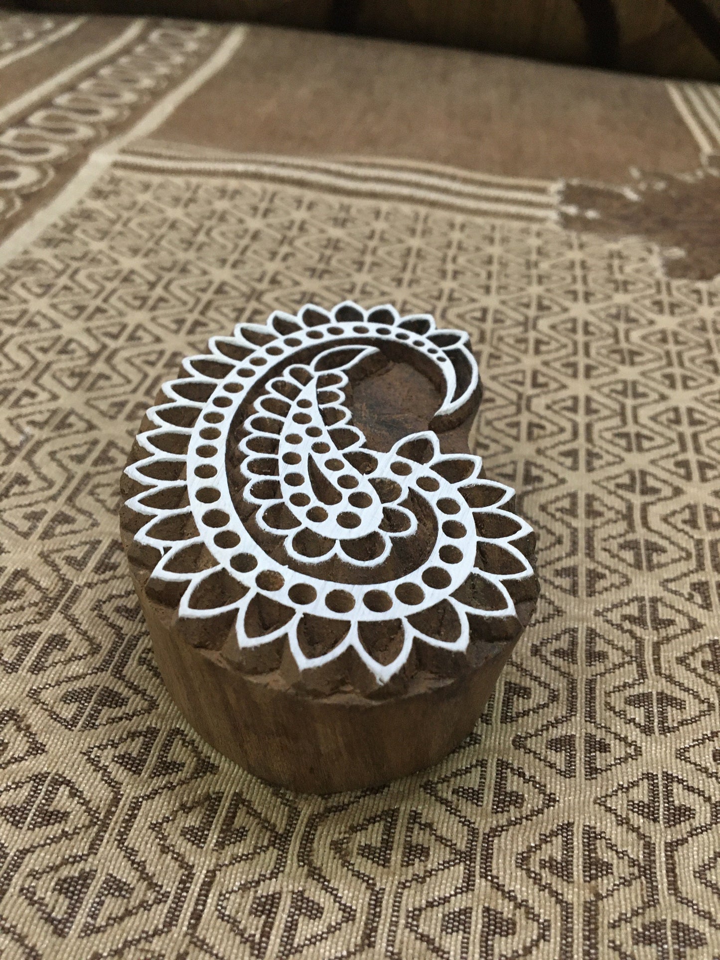 Stylish Paisley Indian Artistic Wooden Stamp , hand carved Indian wood printing block; textile stamp; pottery stamp,