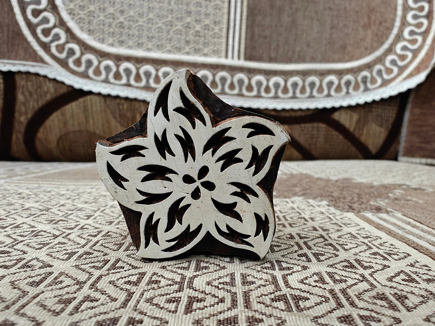 Solid Stylized Leafy Star pottery stamp ceramic mold scrapbooking tjap batik printing floral carved stamps.