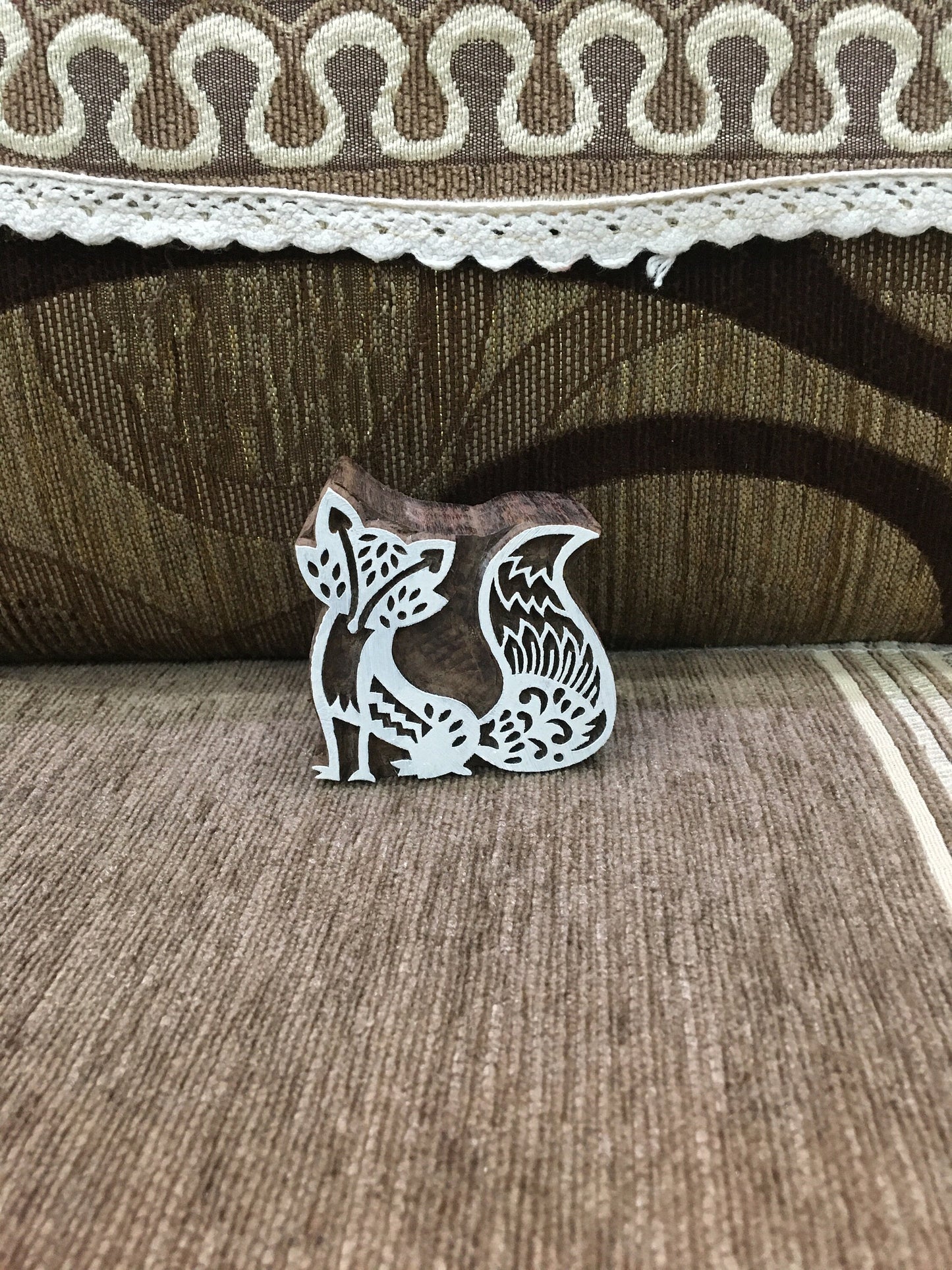 Stylised Fox Wooden Printing Block Stamp: A Modern Twist on Nature's Elegance, hand carved block; textile stamp; pottery stamp,