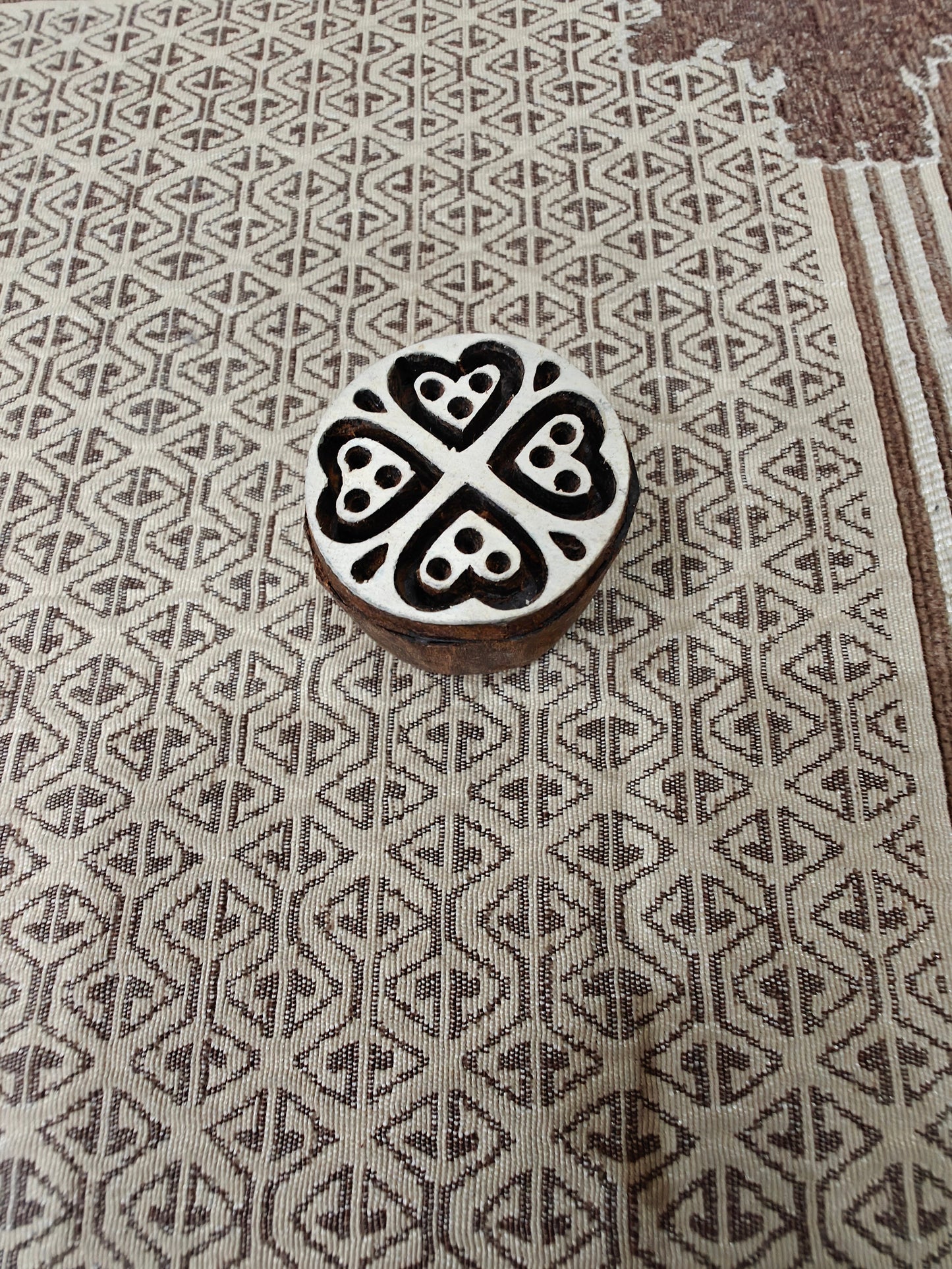4 Heart Circle pottery stamp ceramic mold scrapbooking tjap batik printing floral carved stamps.