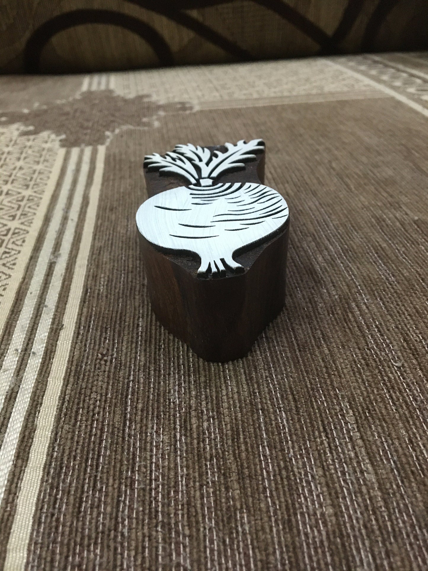 Detailed Christmas Indian Wooden Printing Block – Beetroot, hand carved Indian wood printing block; textile stamp; pottery stamp,