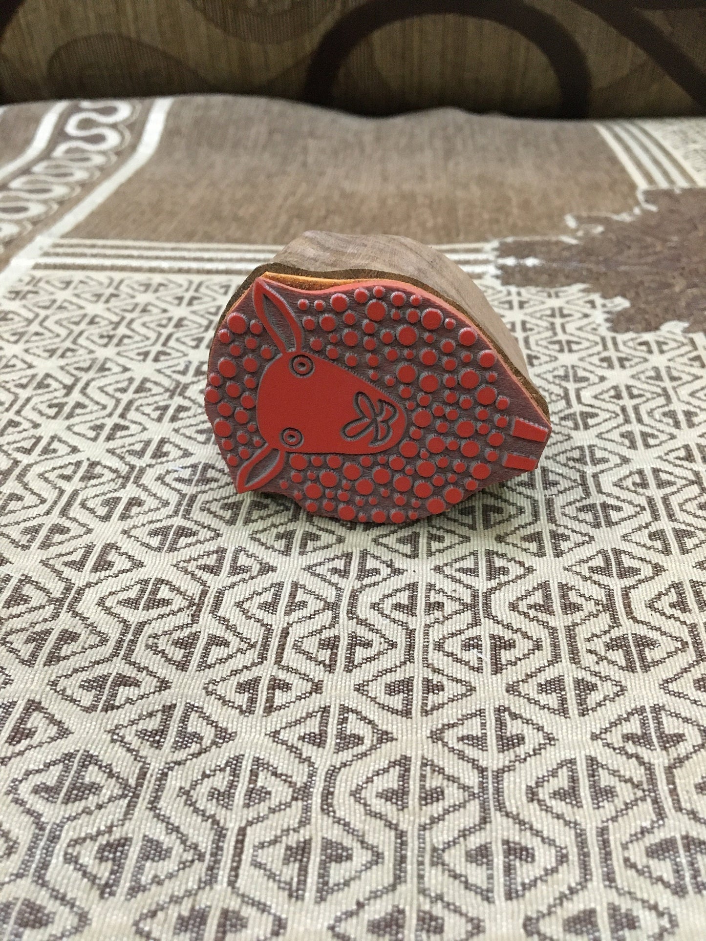 Dotty Sheep wood mounted block stamp, traditional stamp block for textile and fabric printing, pottery, DIY; Tjaps, sheep pottery Stamp
