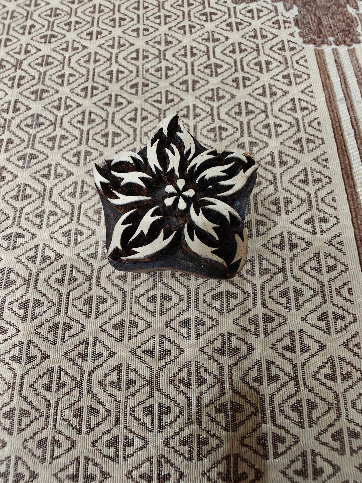 Stylized Leafy Star pottery stamp ceramic mold scrapbooking tjap batik printing floral carved stamps.