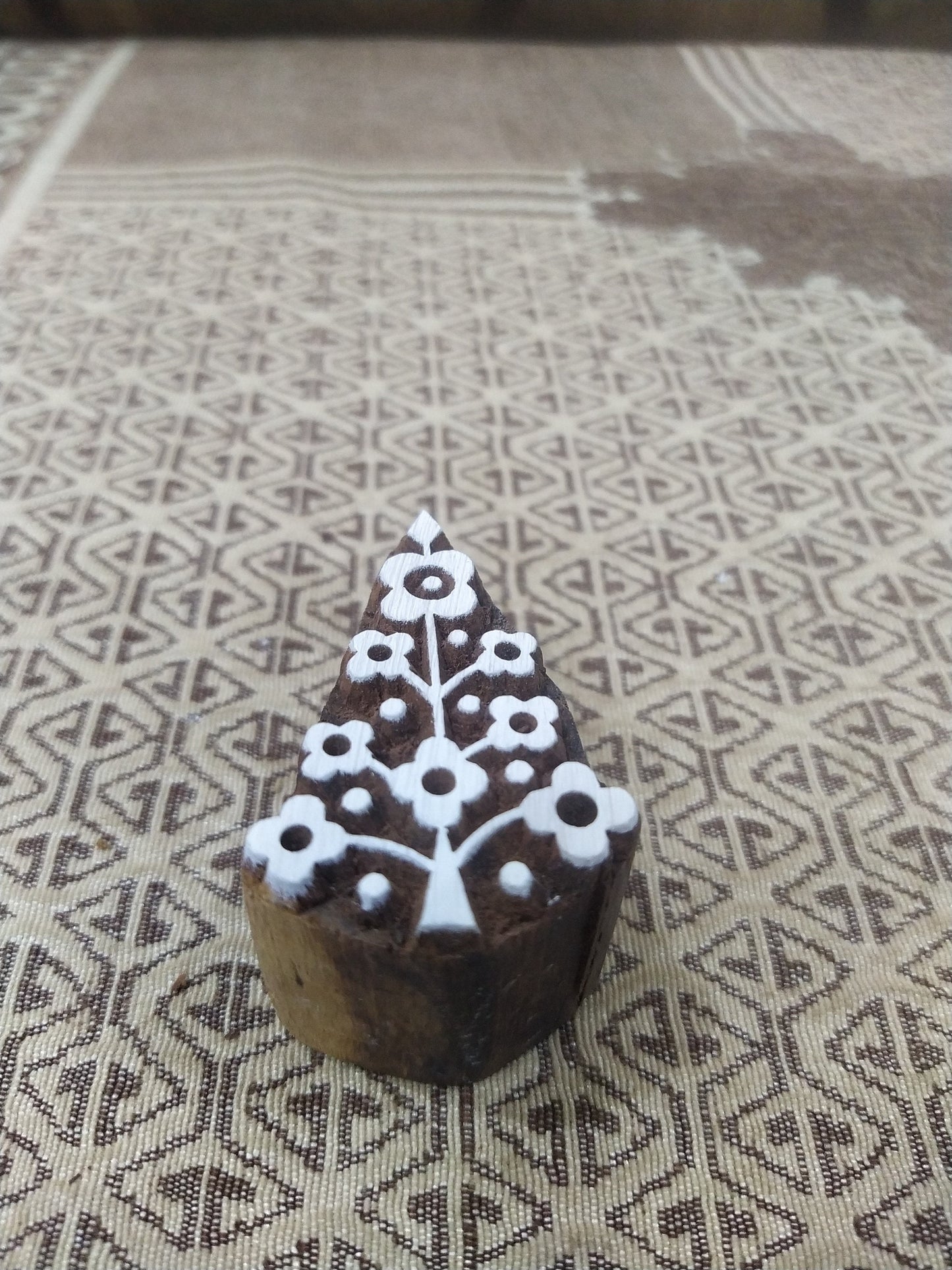 Trio Christmas Tree pottery stamp ceramic mold scrap-booking tjap batik printing floral carved stamps.