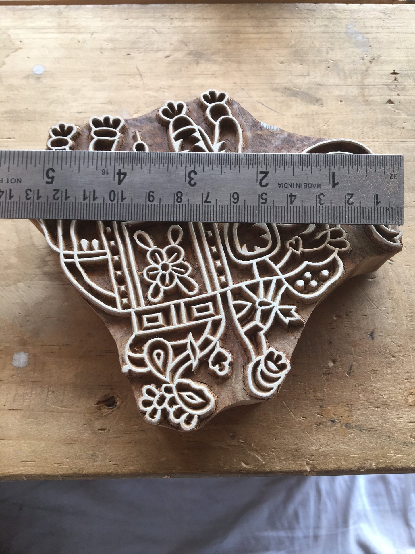 Elephant with howdah, hand carved Indian wood printing block; textile stamp; pottery stamp,