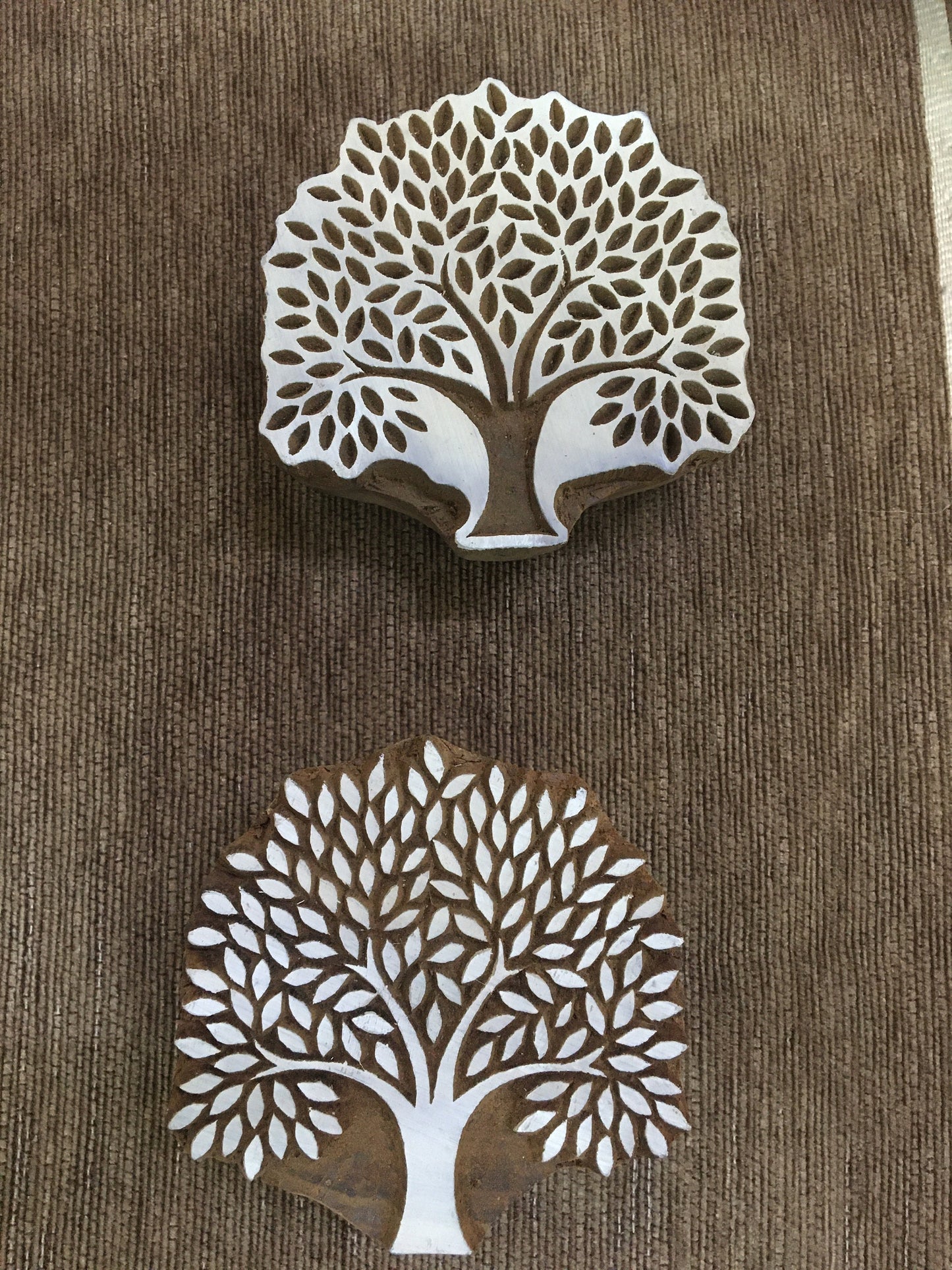 Detailed Tree Positive & Negetive, hand carved Indian wood printing block; textile stamp; pottery stamp,