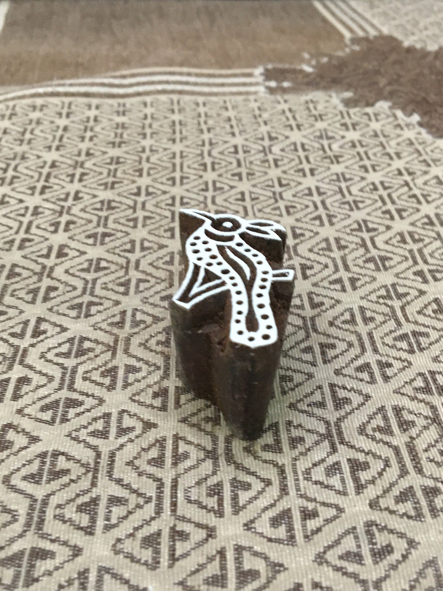 Woodpecker Bird, hand carved Indian wood printing block; textile stamp; pottery stamp,