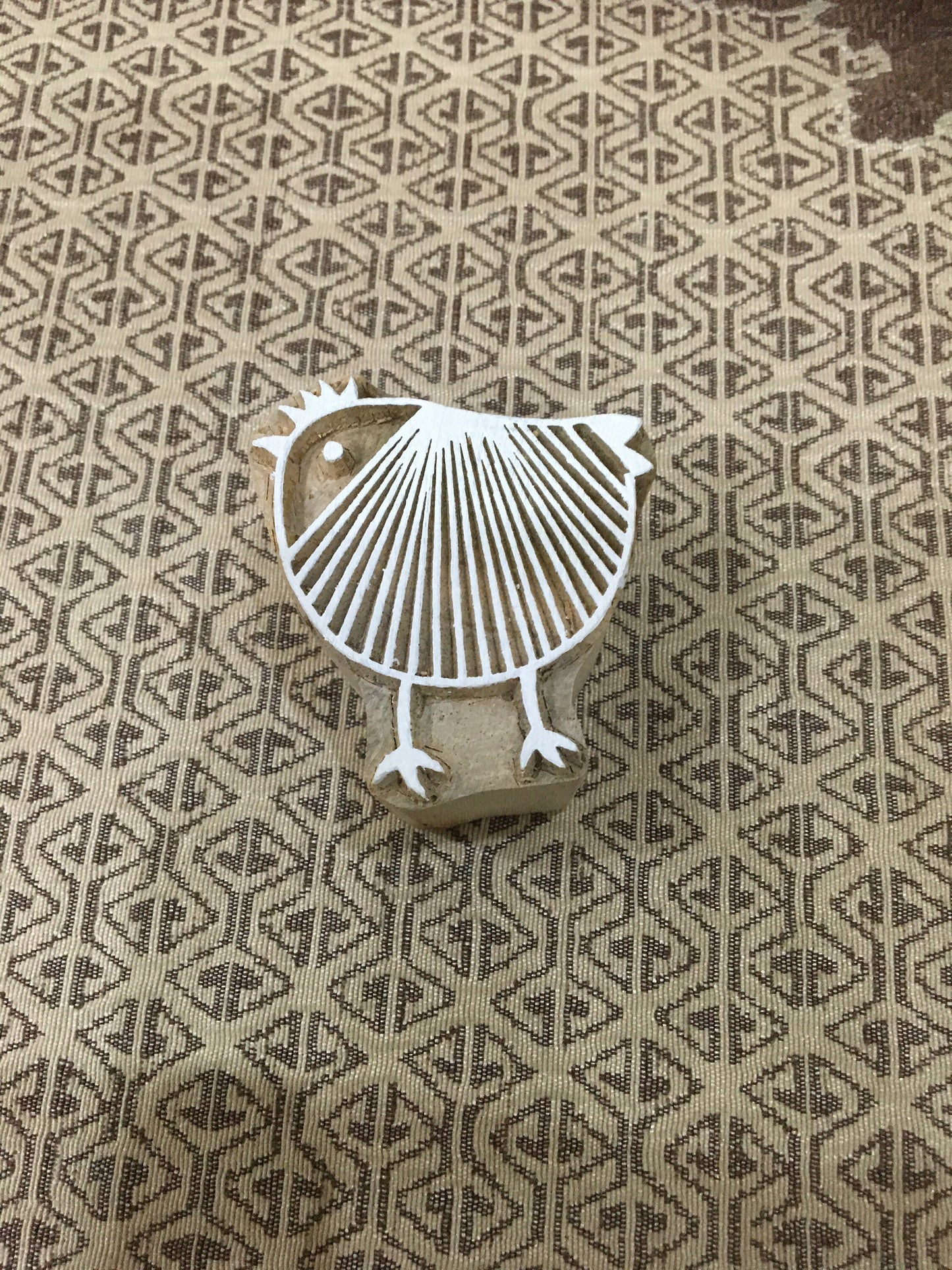 Charming Duo: Stripy Hen Wooden Printing Blocks for Crafty Artistry, hand carved Indian wood printing block; textile stamp; pottery stamp,