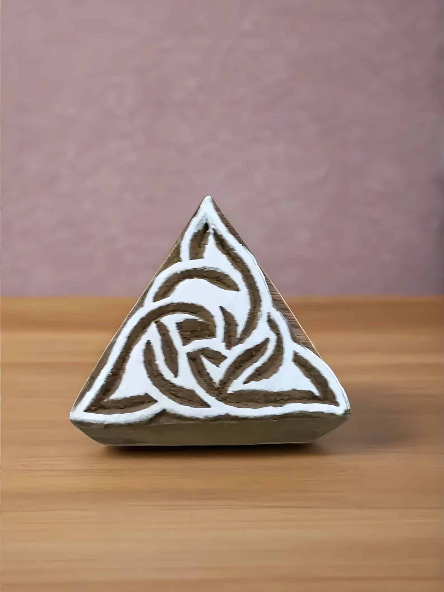 Celtic Triangle, hand carved Indian wood printing block; textile stamp; pottery stamp. image 0