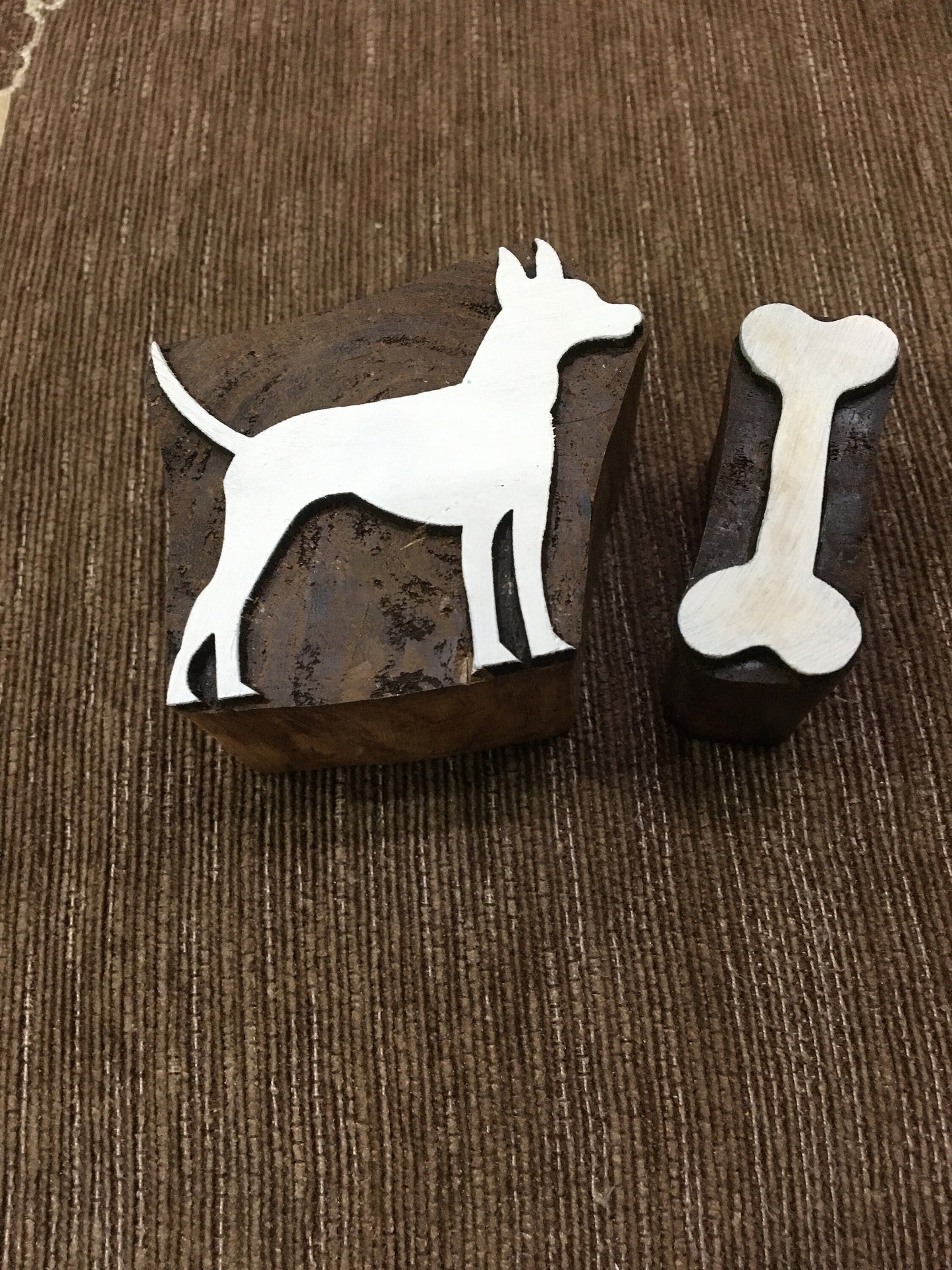 Indian Wooden Printing Block - Dog & Bone