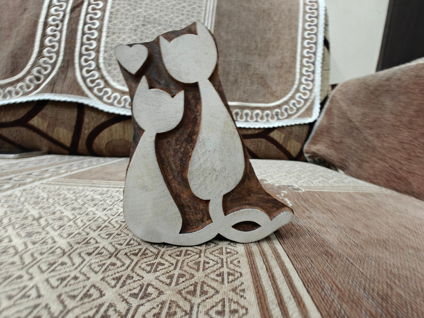 Bonded Pair Loving Cats pottery stamp ceramic mold scrapbooking tjap batik printing floral carved stamps.