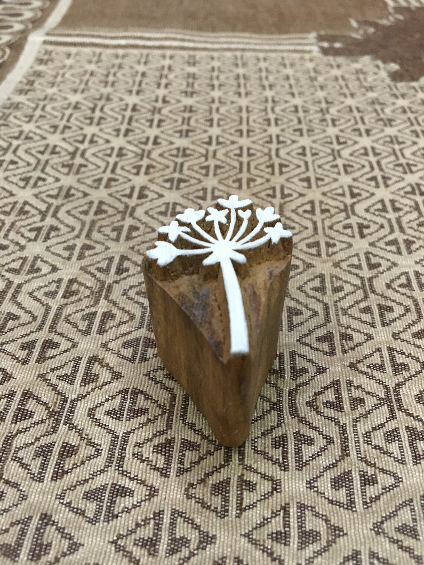 Star poppy Seed Head, hand carved Indian wood printing block; textile stamp; pottery stamp,
