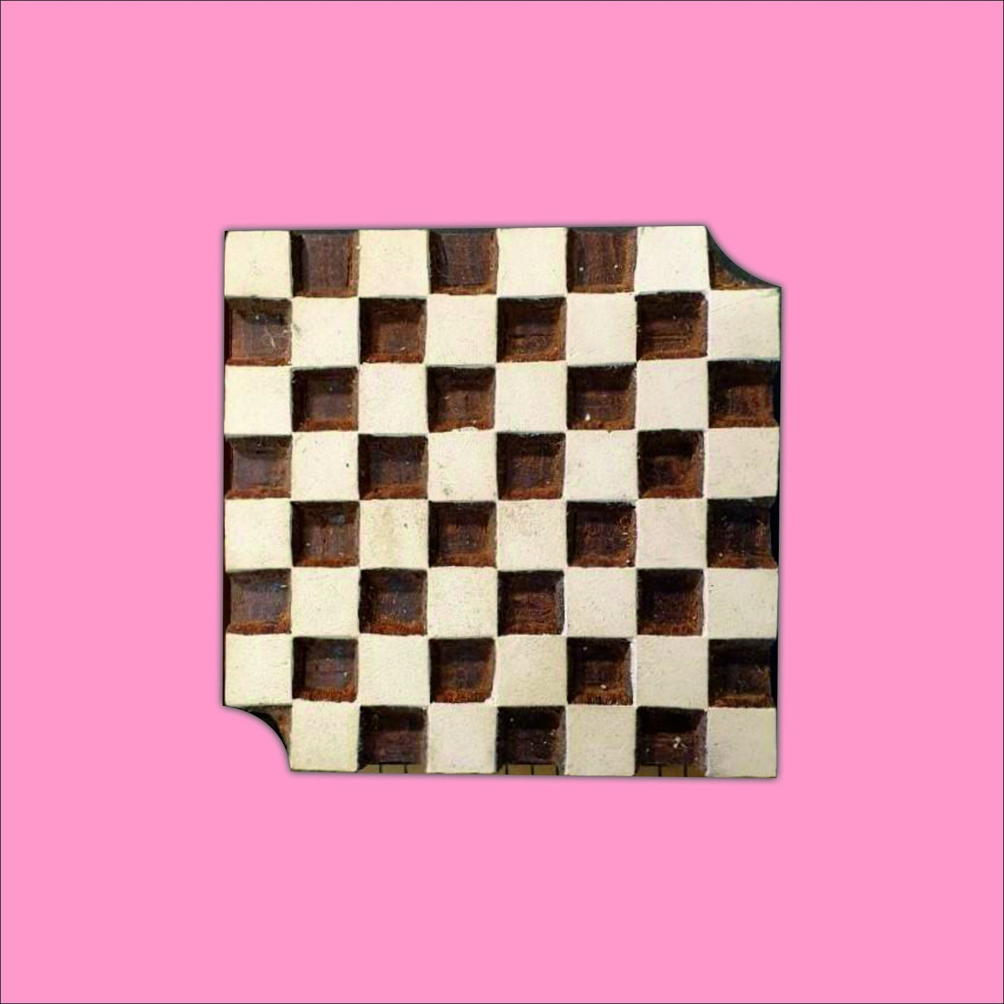 Tile 2 , hand carved Indian wood printing block; textile stamp; pottery stamp,