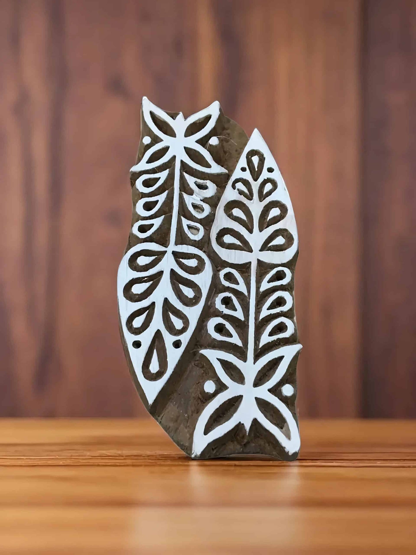 Fish Bones, hand carved Indian wood printing block; textile stamp; pottery stamp. image 1