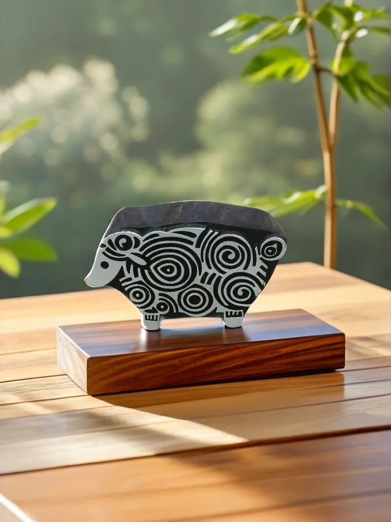indian wooden printing block - curly sheep image 1