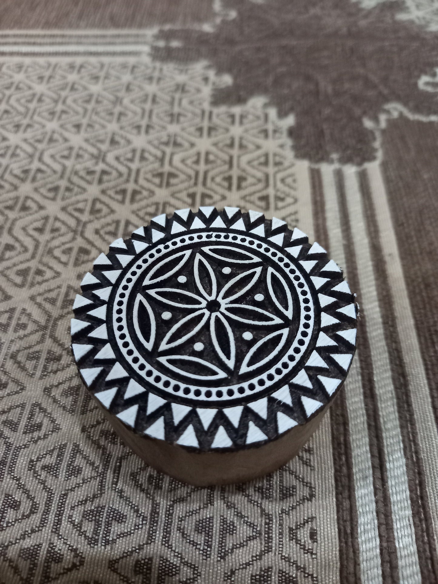 A Geometric Mandala ,pottery stamp ceramic mould scrapbooking tjap batik printing floral carved stamps.