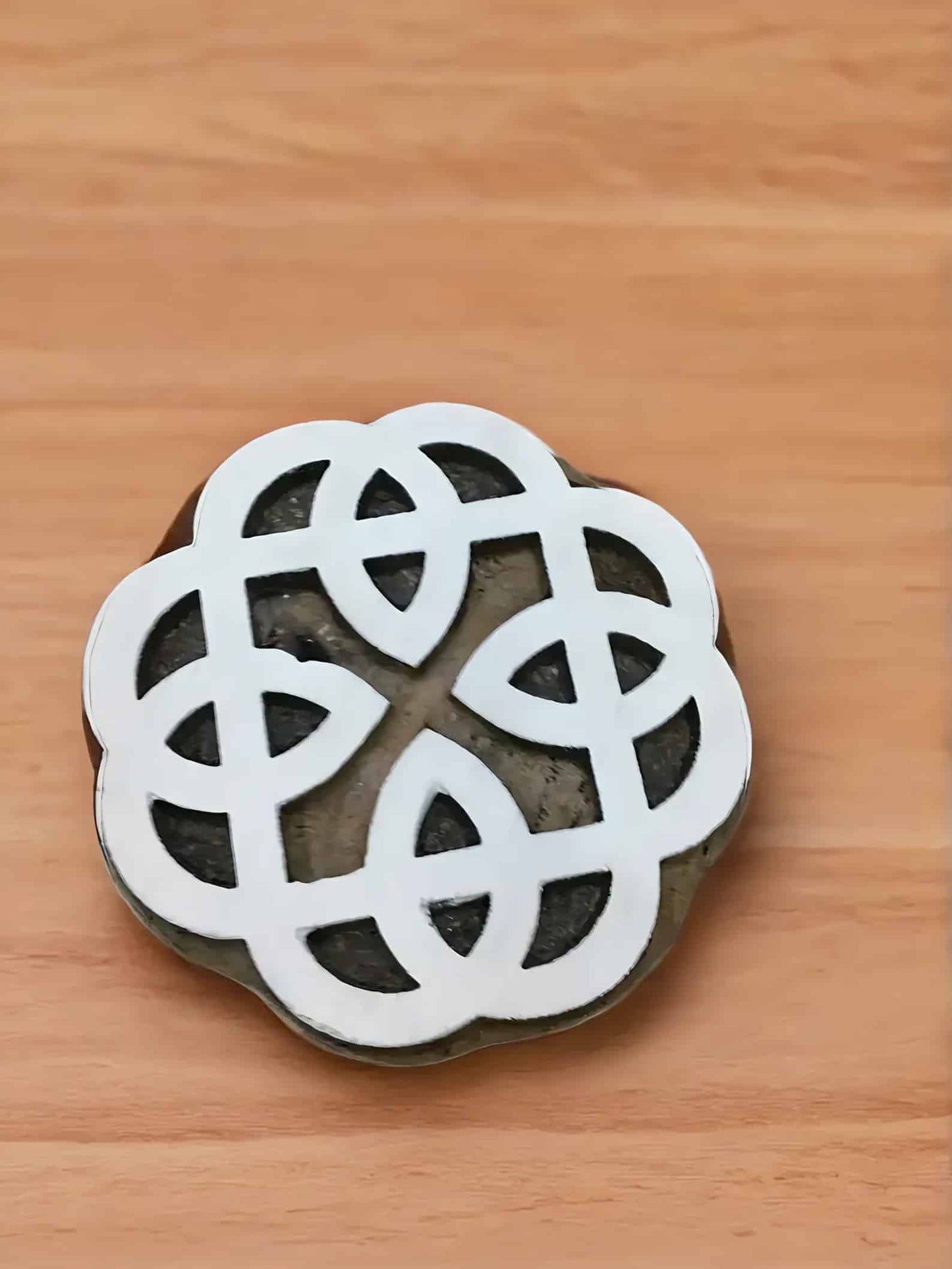 celtic knot, hand carved Indian wood printing block; textile stamp; pottery stamp. image 0