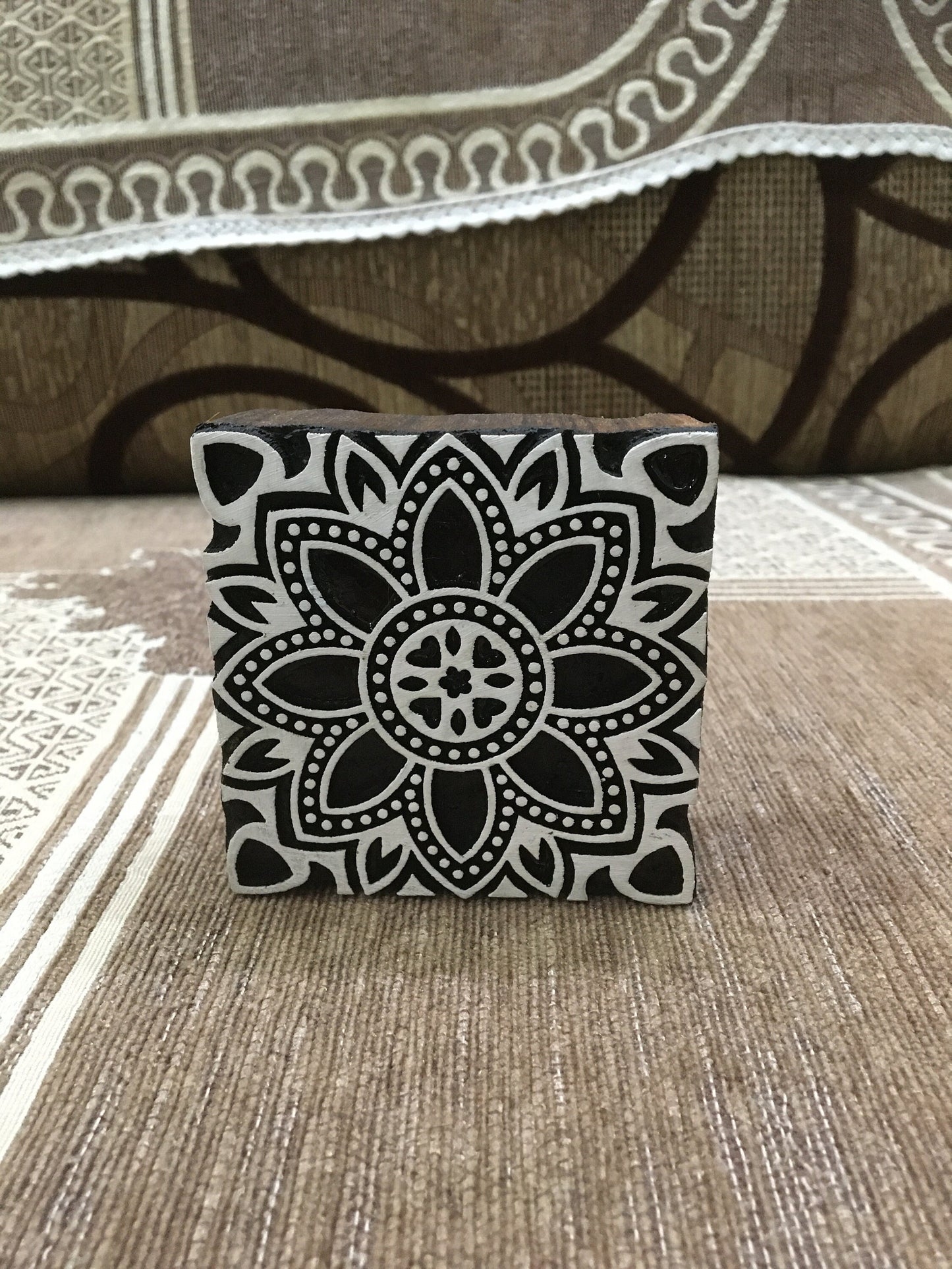 Detailed Moroccan Tile Indian Artistic Handicraft Items Wooden Printing Block, Moroccan Tile Stamp, large block fabric printing , Clay Stamp