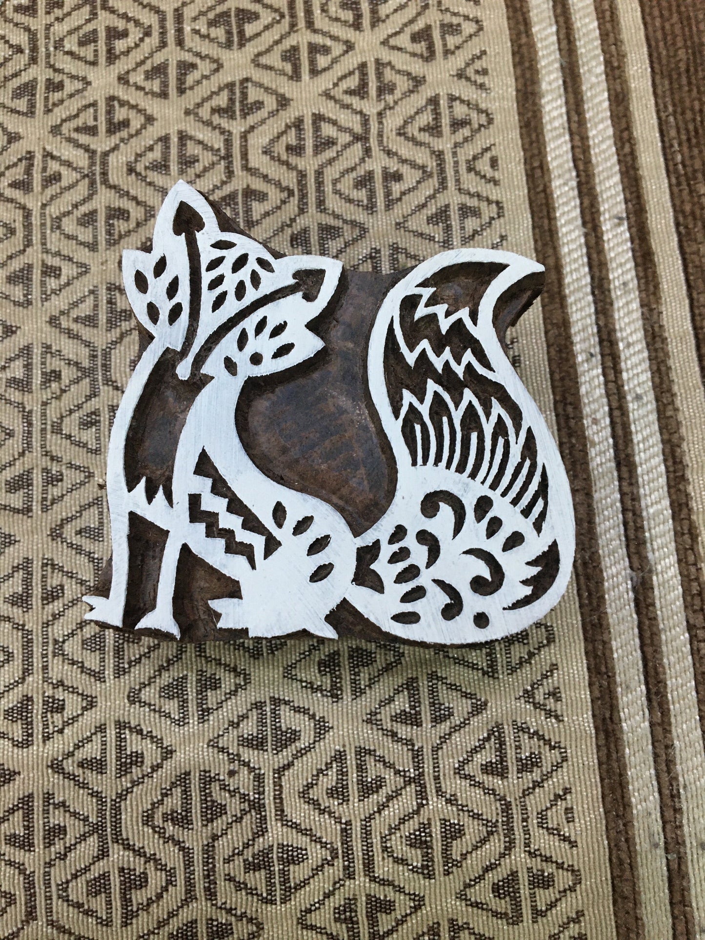 Stylised Fox Wooden Printing Block Stamp: A Modern Twist on Nature's Elegance, hand carved block; textile stamp; pottery stamp,