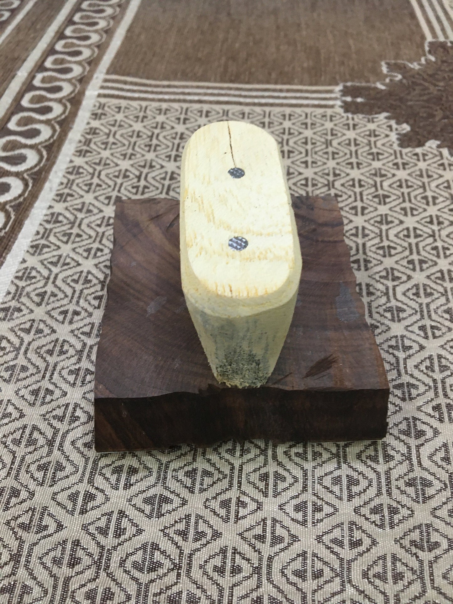Cross-Cultural Fusion: Indian Wooden Printing Block Meets Mexican Tile, hand carved Indian block; textile stamp; pottery stamp,