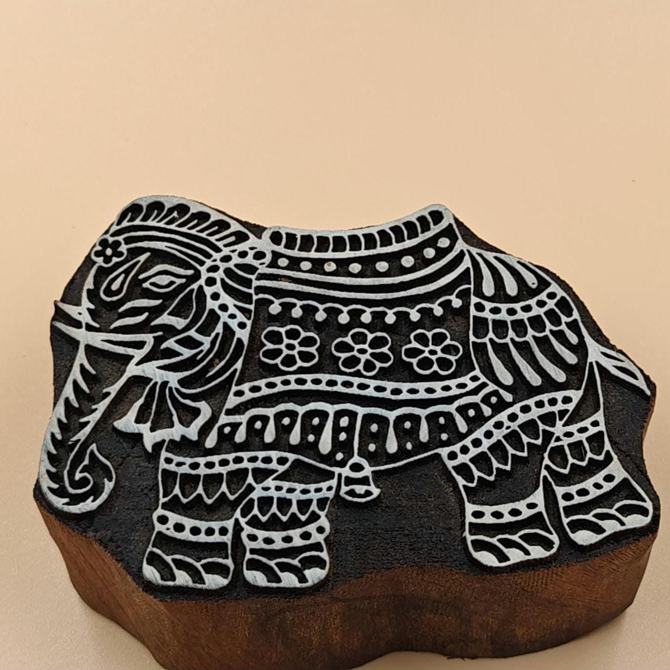 Detailed Elephant pottery stamp ceramic mold scrapbooking tjap batik printing floral carved stamps.