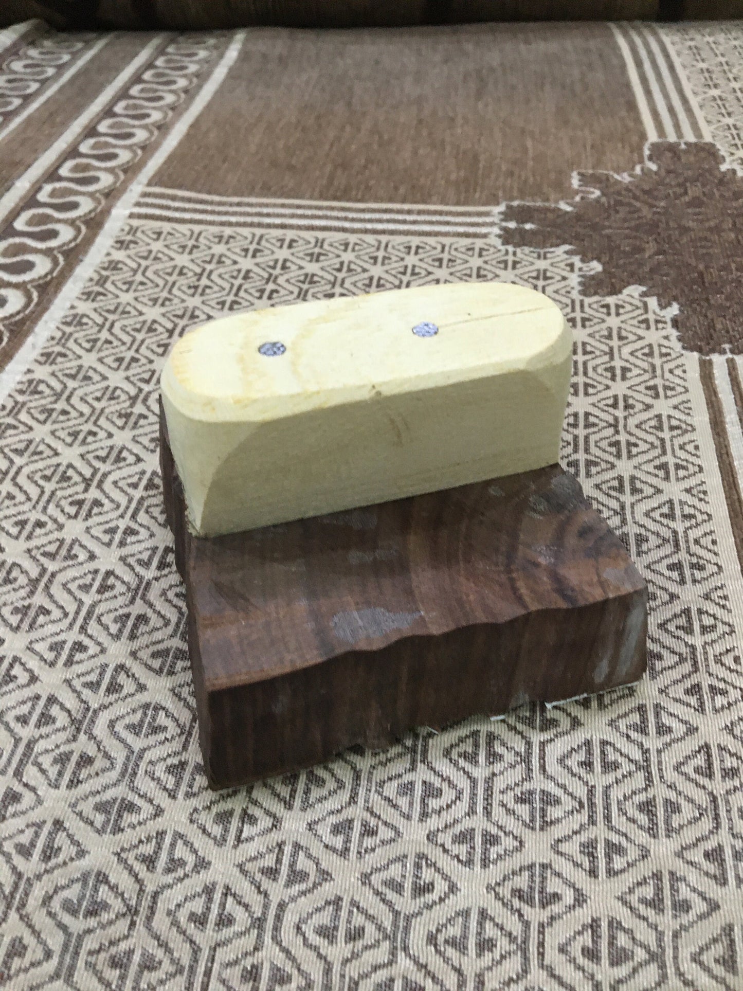 Cross-Cultural Fusion: Indian Wooden Printing Block Meets Mexican Tile, hand carved Indian block; textile stamp; pottery stamp,