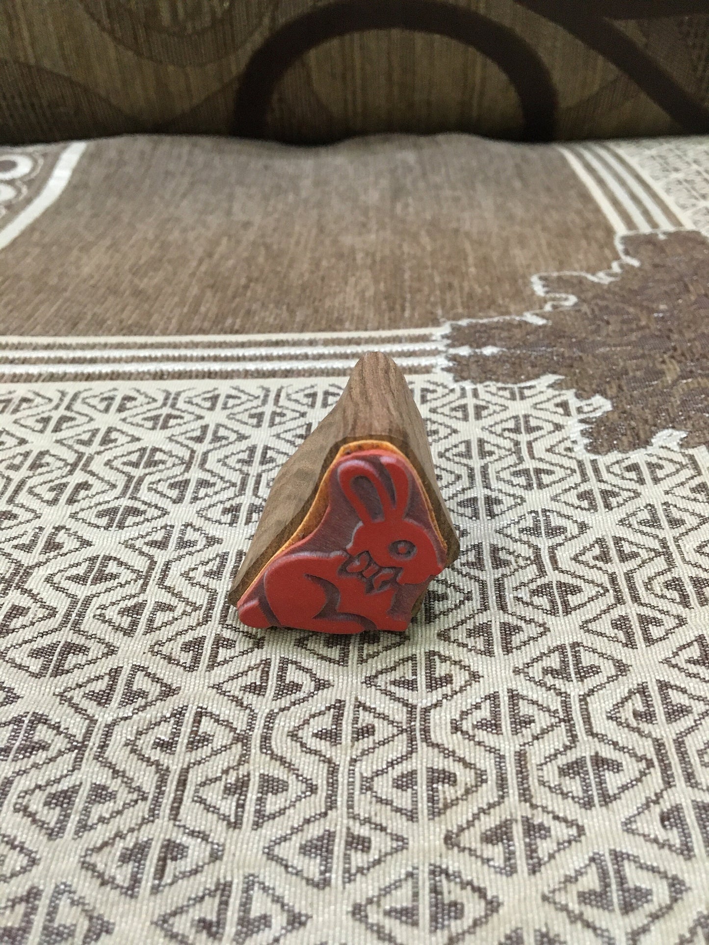Indian Wooden Printing Block – Bunny With Bow Wood Mounted Rubber Stamp