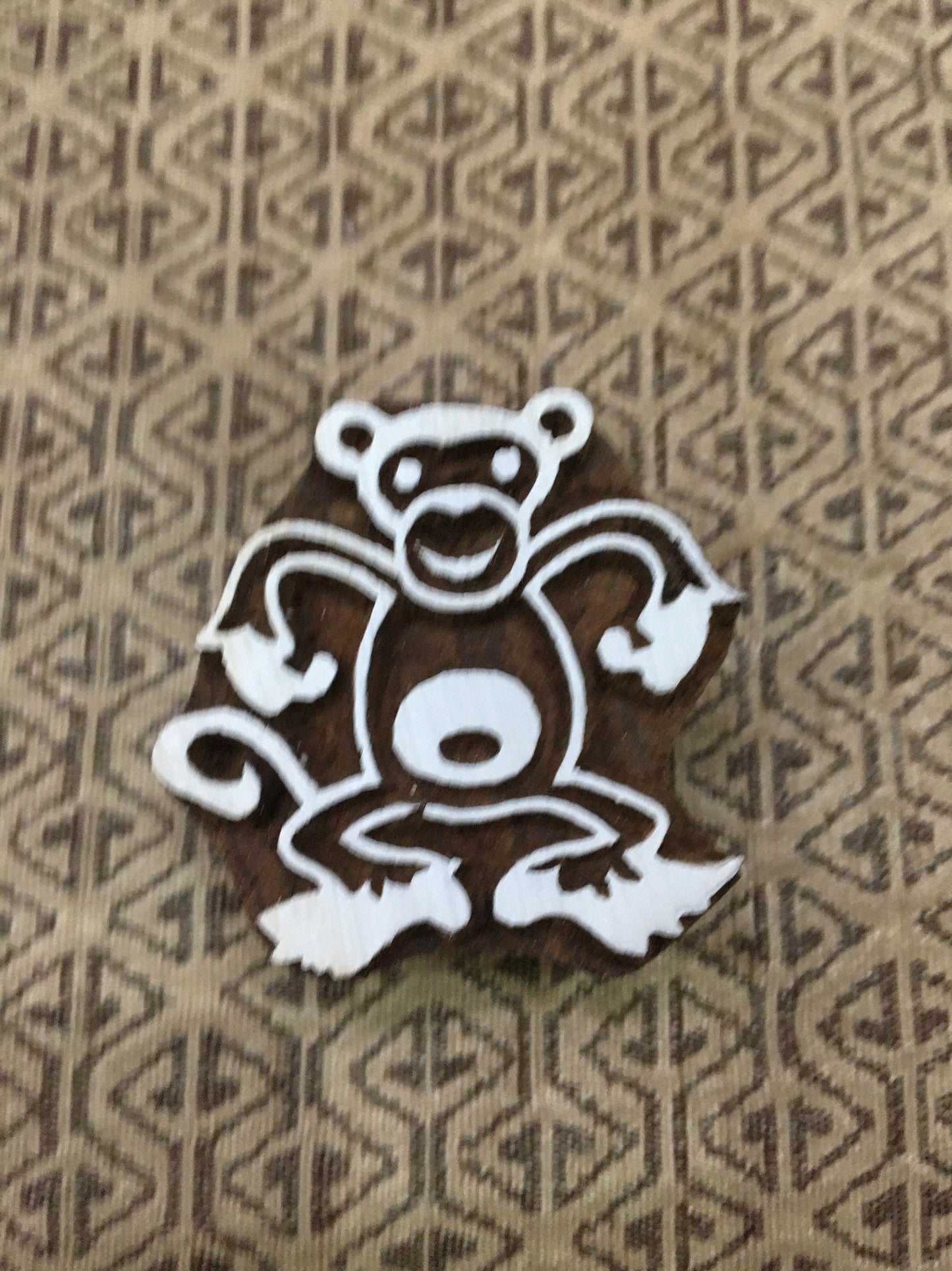 Dancing Monkey, hand carved Indian wood printing block; textile stamp; pottery stamp,