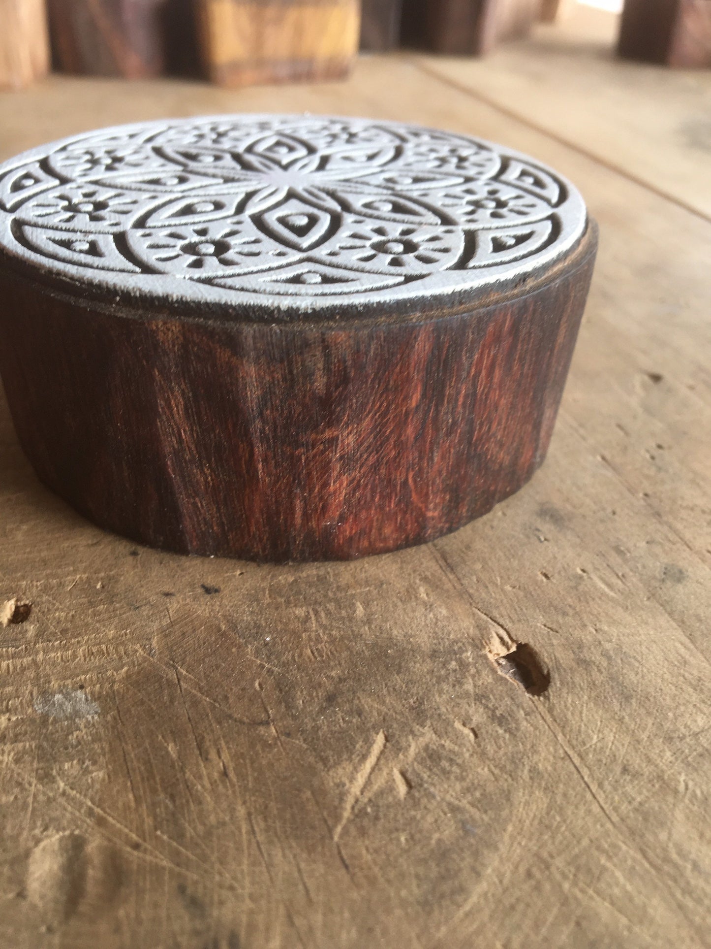 Floral Mandala Wood Stamp; Pottery Stamp; Wood Printing Block; Indian Stamp; Soap Stamp; Textile Print Block