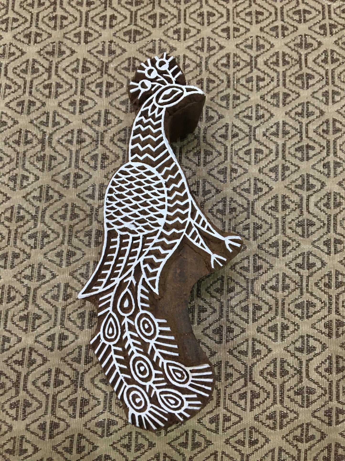 Calm Peacock wooden printing tjaps batik patterns carved hand block stamp