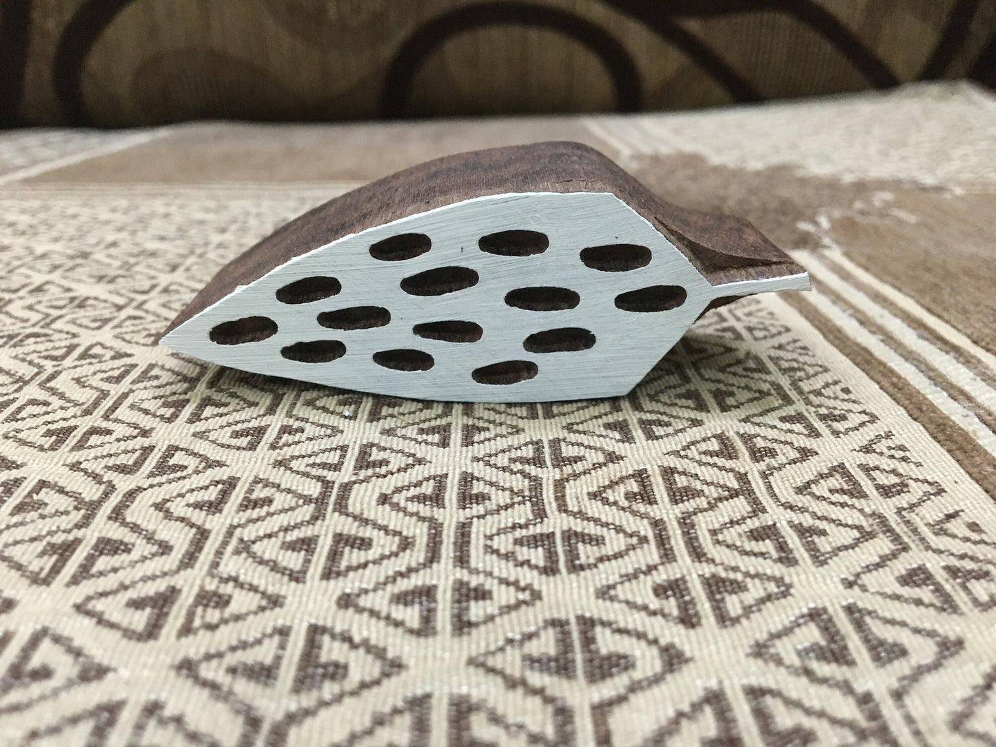 Solid Weed Leaf, hand carved Indian wood printing block; textile stamp; pottery stamp,