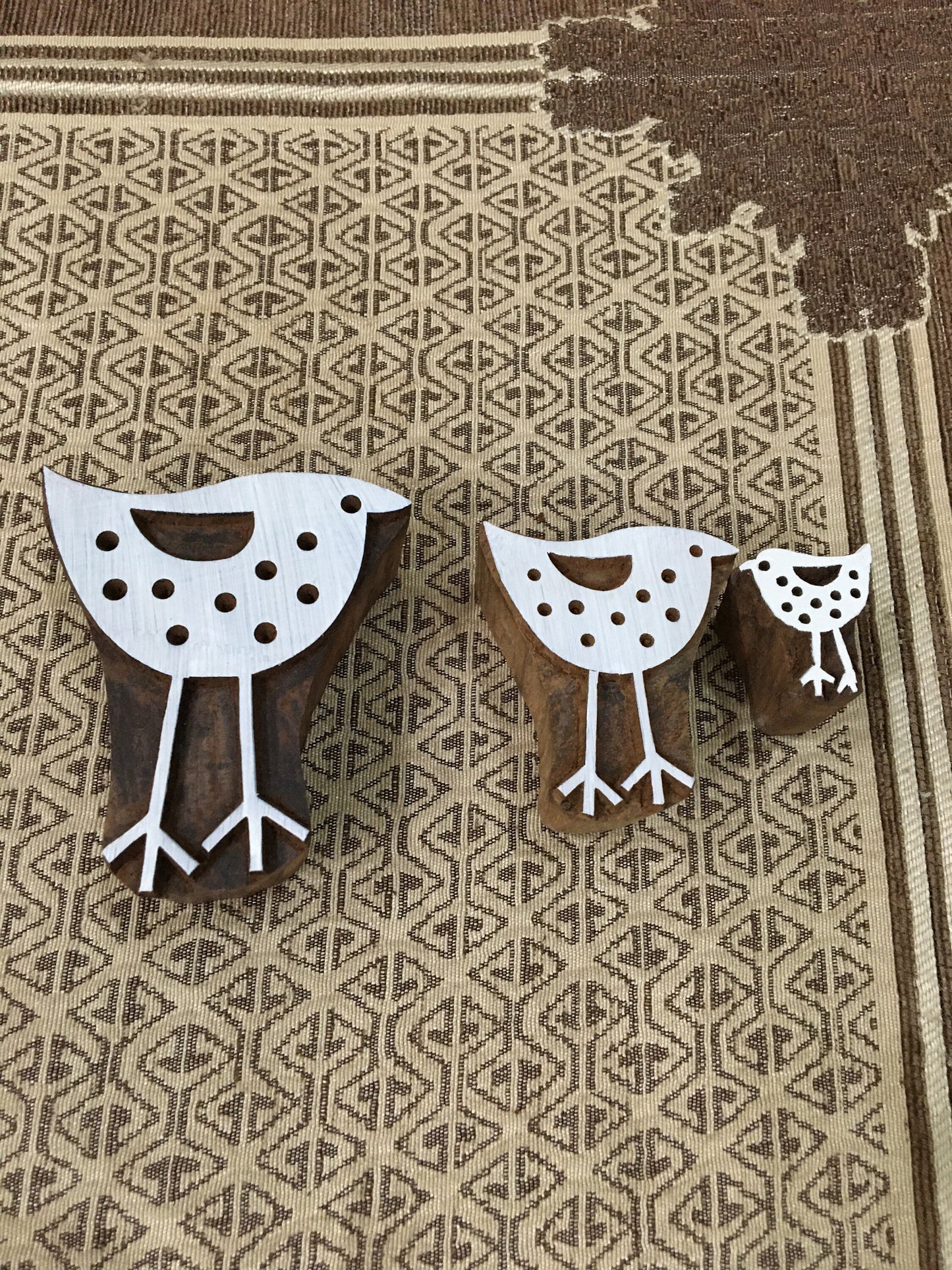 3 Standing Birds pottery stamp ceramic mold scrapbooking tjap batik printing floral carved stamps.