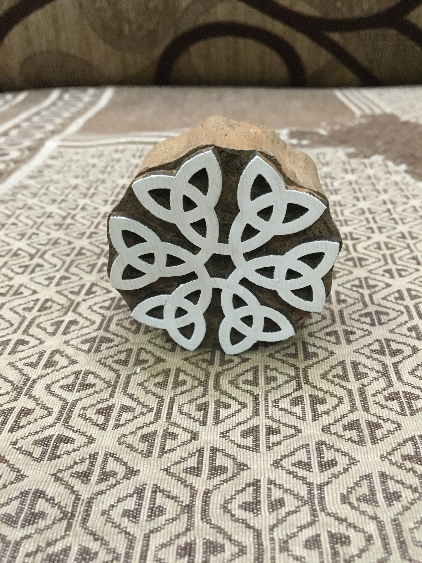 Celtic Knot Circle, hand carved Indian wood printing block; textile stamp; pottery stamp,