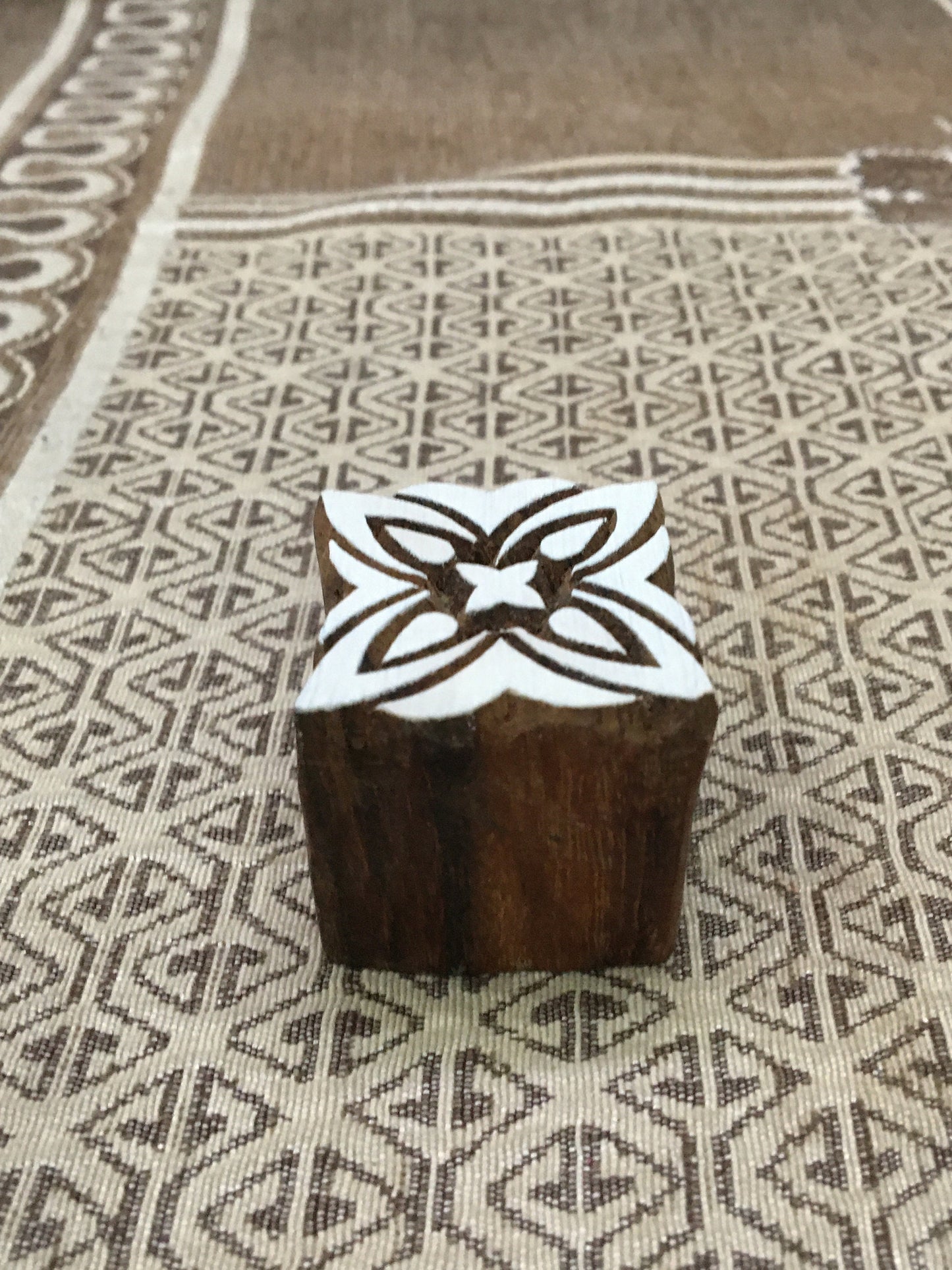 Square Pattern, hand carved Indian wood printing block; textile stamp; pottery stamp,