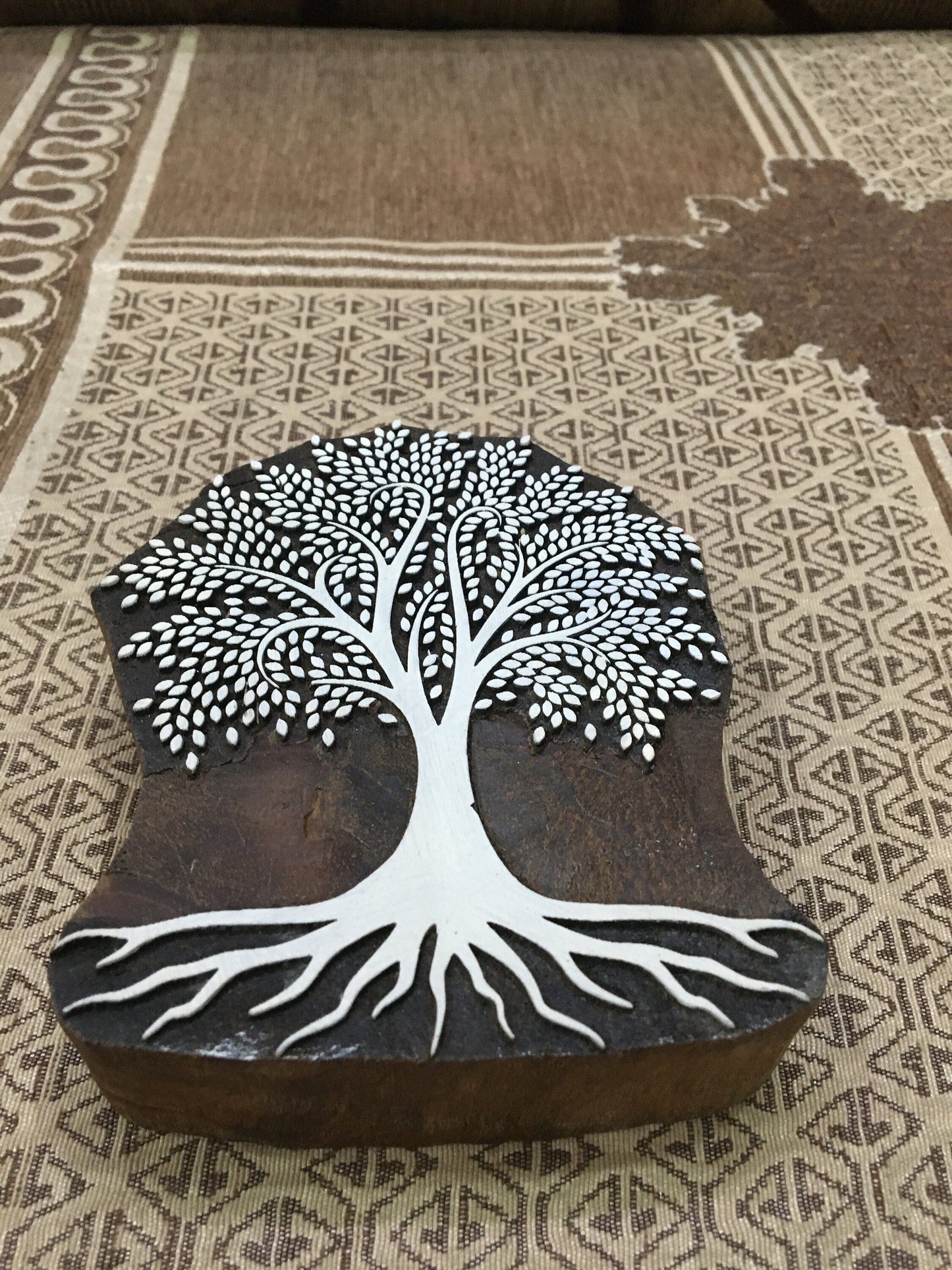 Dense Leaves Tree, hand carved Indian wood printing block; textile stamp; pottery stamp,