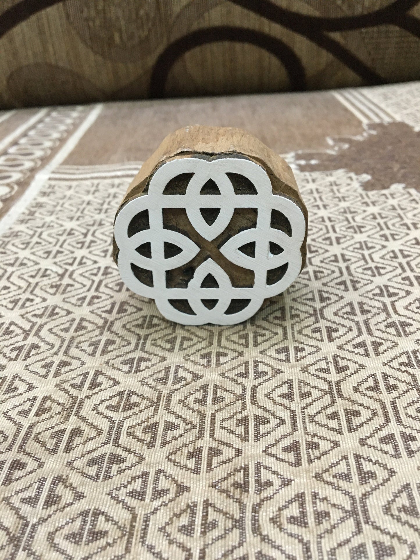 celtic knot, hand carved Indian wood printing block; textile stamp; pottery stamp,