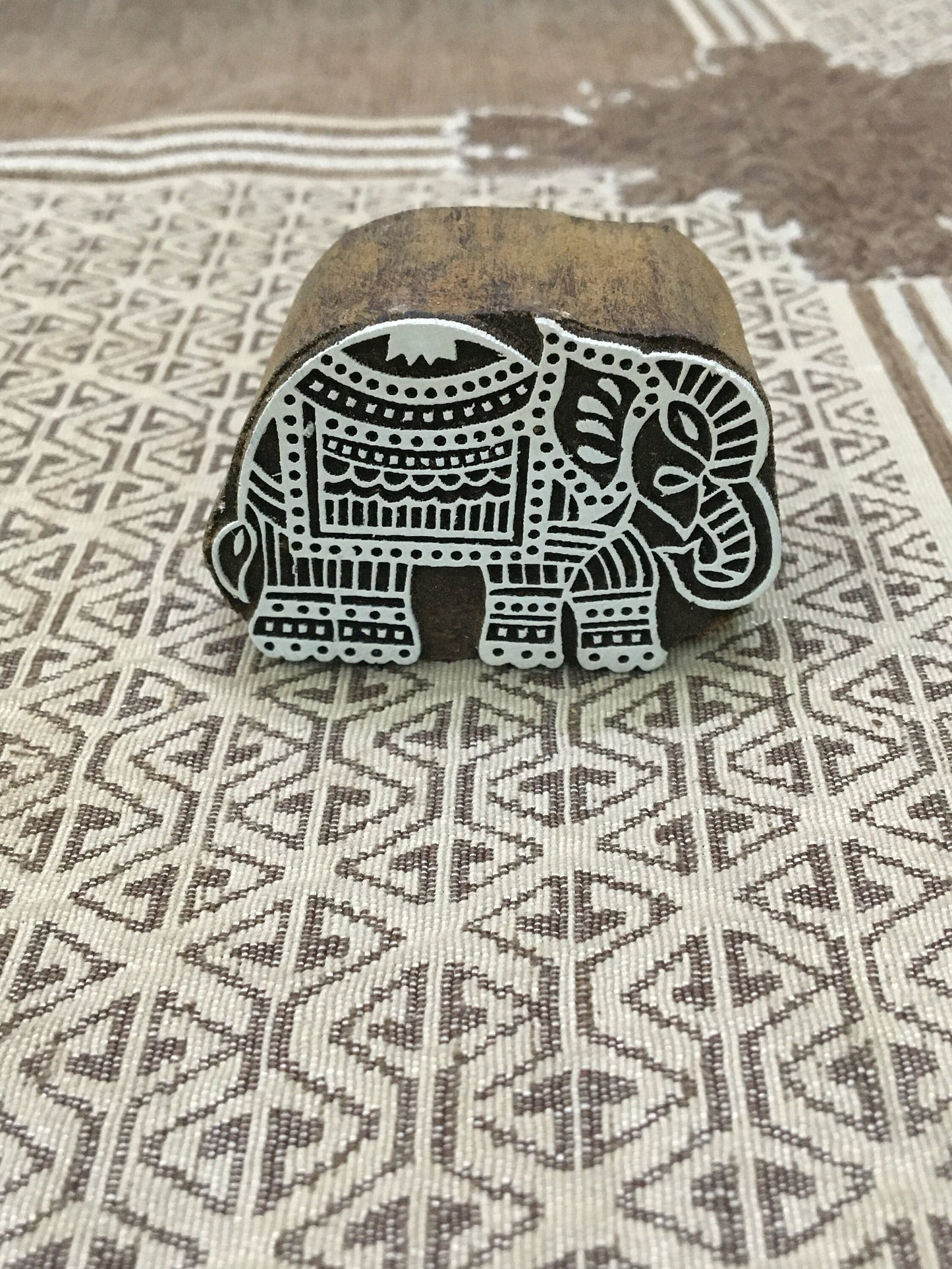 Big Elephant, hand carved Indian wood printing block; textile stamp; pottery stamp,