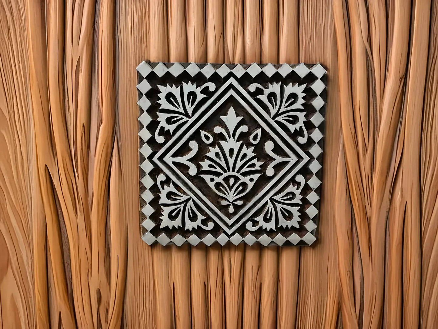 Tile 5 pottery stamp ceramic mold scrapbooking tjap batik printing floral carved stamps. image 0