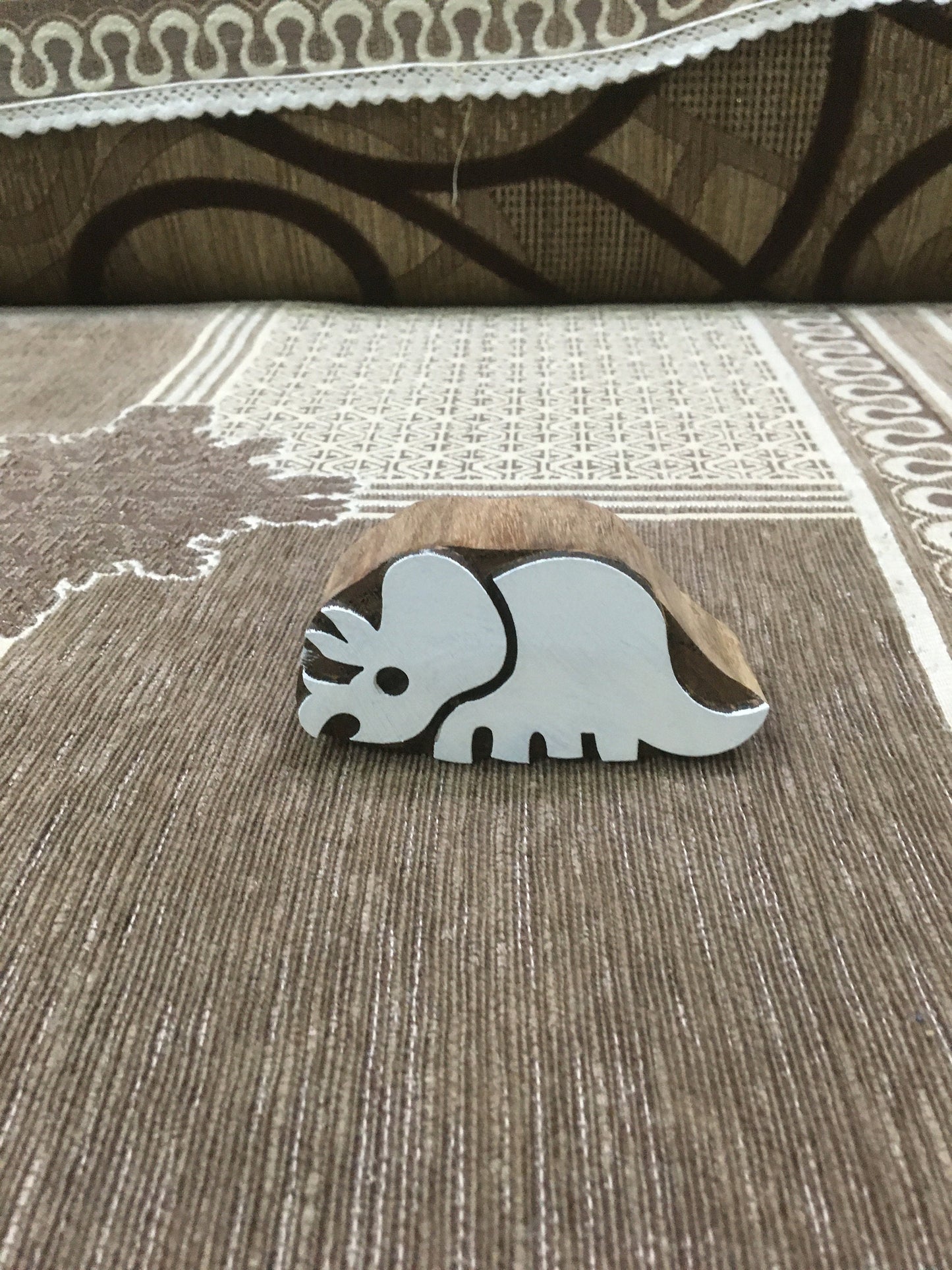 Indian wooden printing block - Triceratops stamp, dinosaur stamp, hand carved, animal stamp, clay stamp, pottery stamp, postcard stamp
