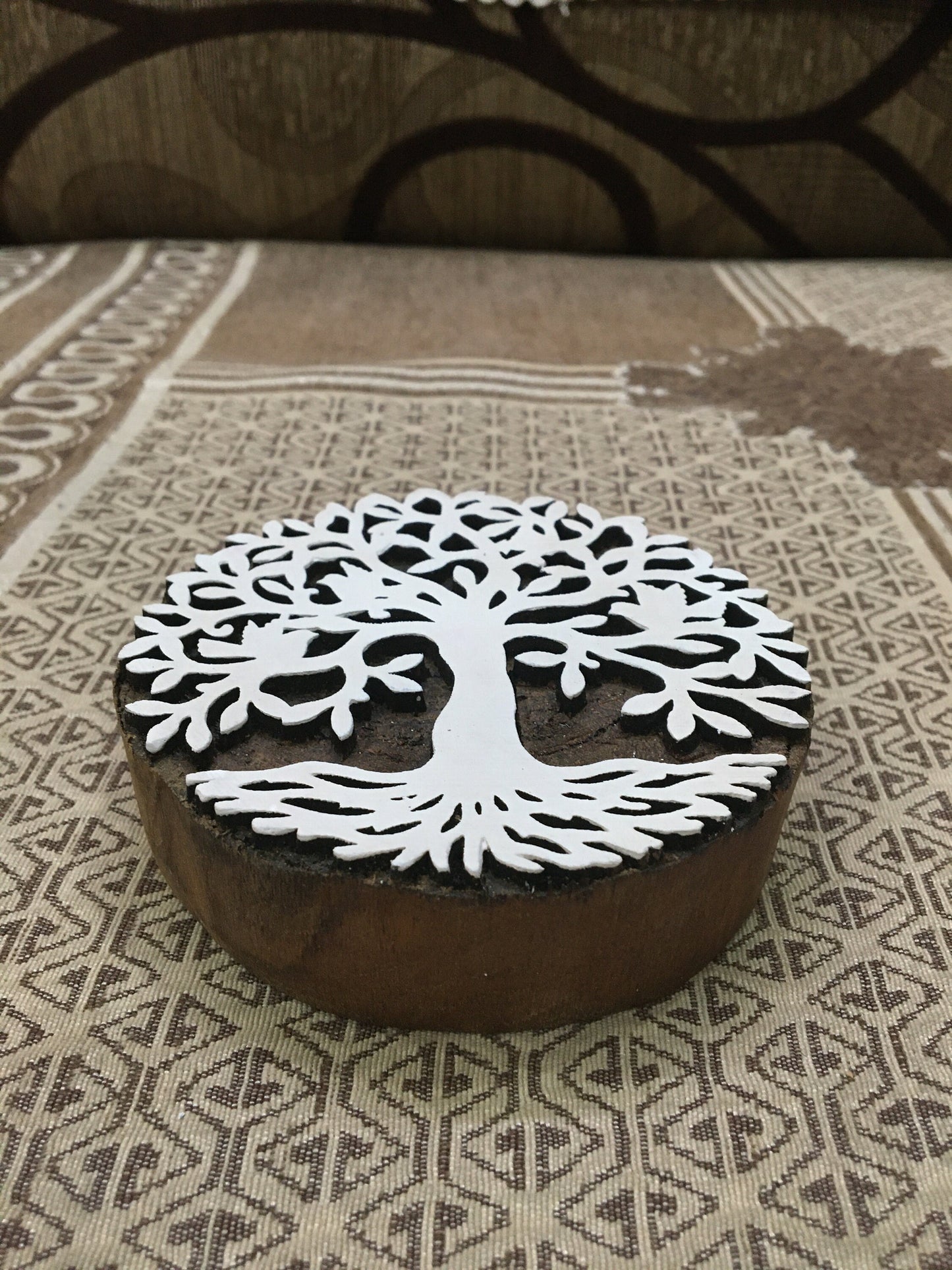 Timeless Beauty: Banyan Tree Wooden Printing Block Stamp - hand carved Indian wood printing block; textile stamp; pottery stamp,