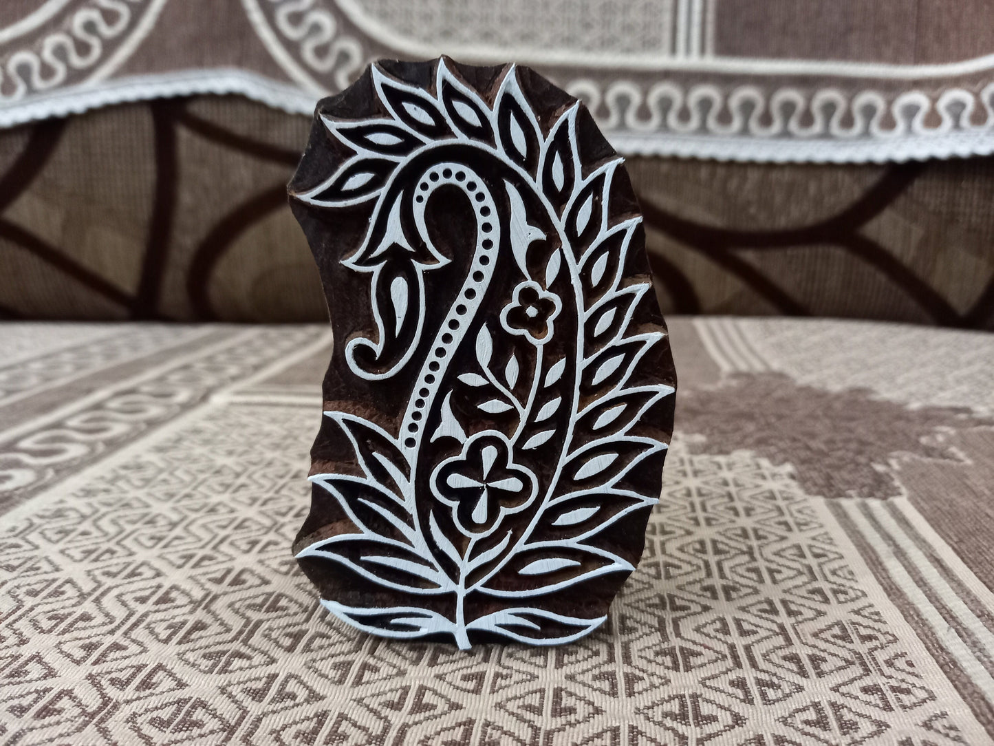 An Elegant Paisley ,pottery stamp ceramic mold scrapbooking tjap batik printing floral carved stamps.