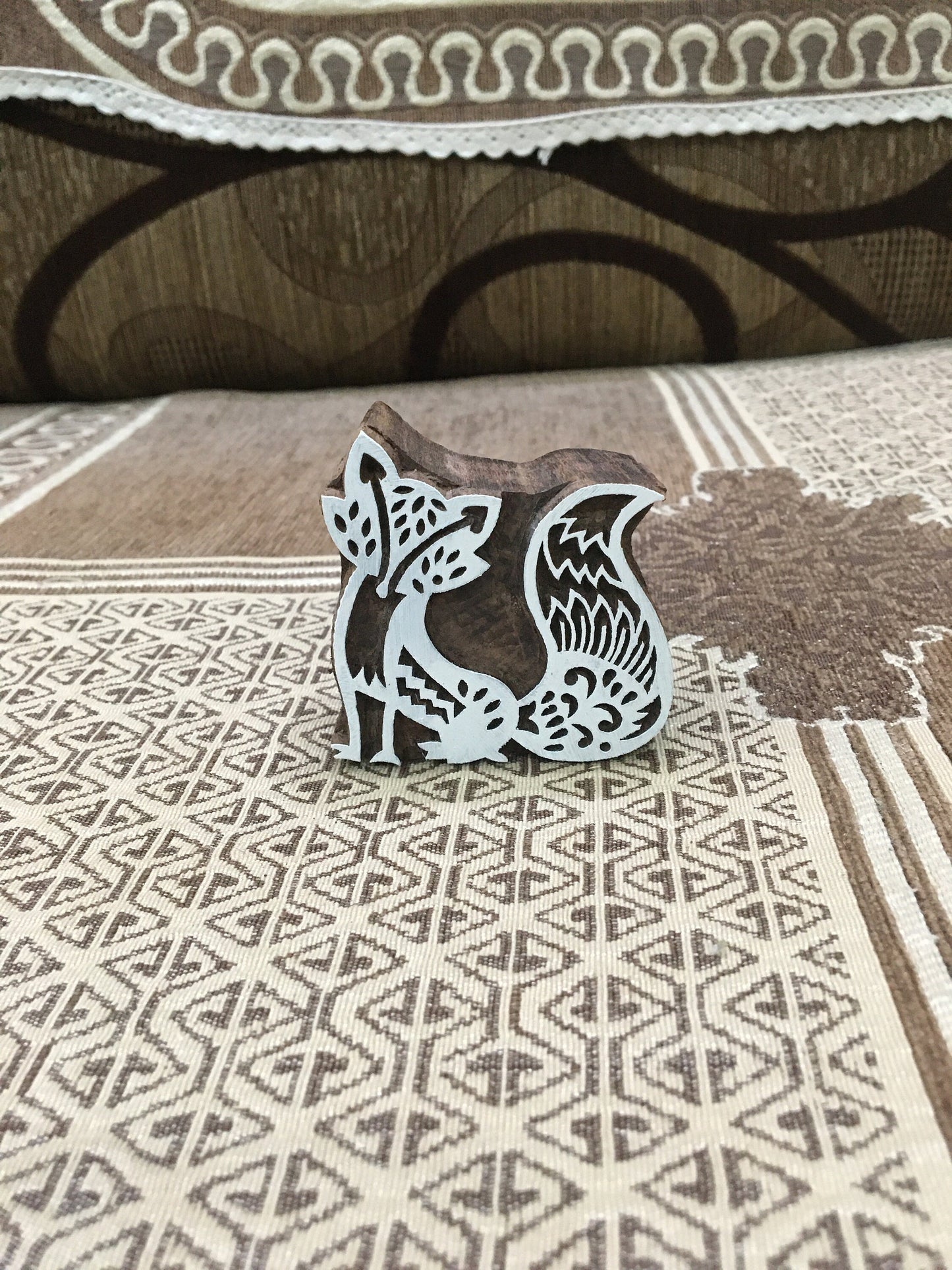 Stylised Fox Wooden Printing Block Stamp: A Modern Twist on Nature's Elegance, hand carved block; textile stamp; pottery stamp,