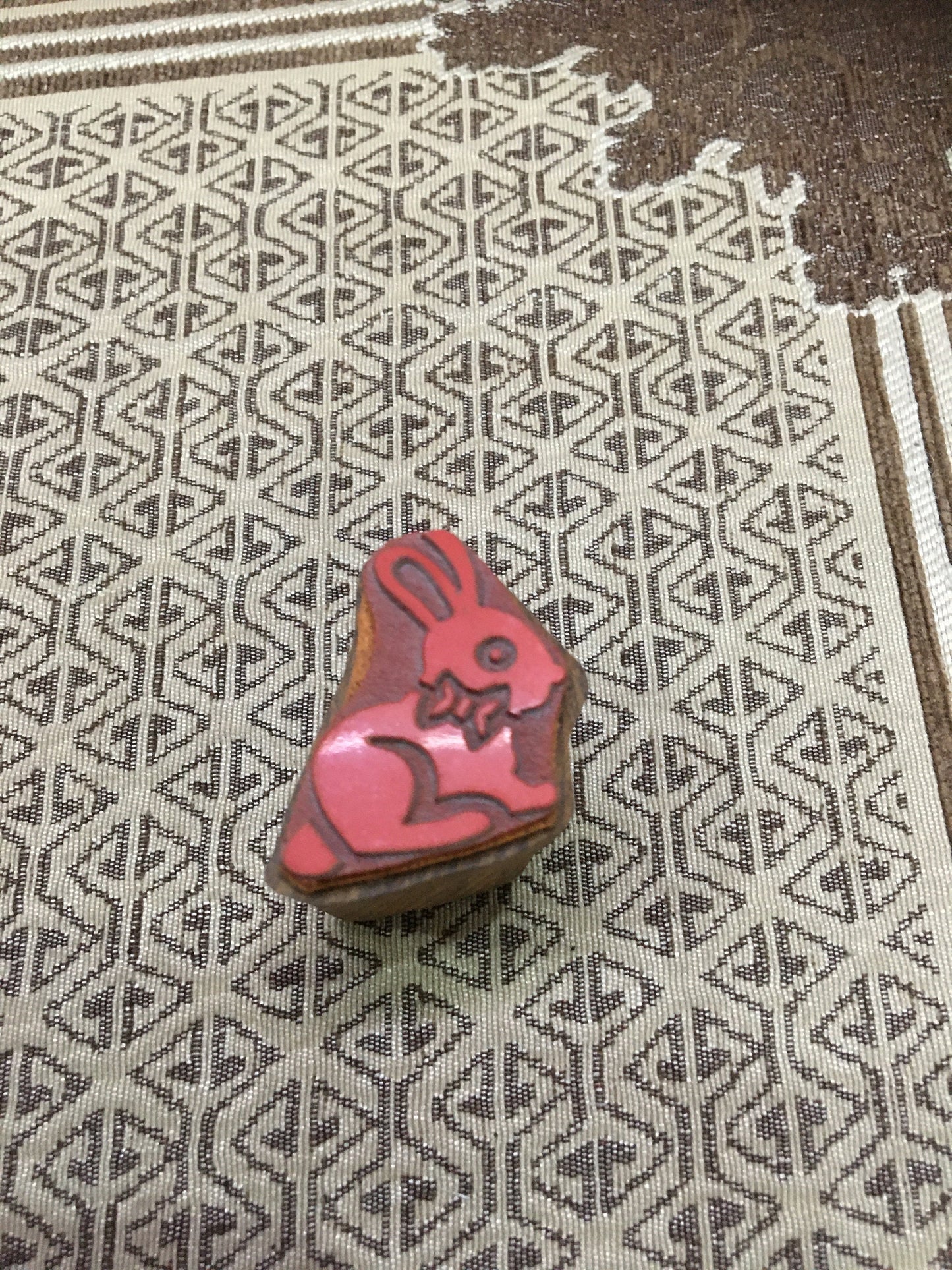 Indian Wooden Printing Block – Bunny With Bow Wood Mounted Rubber Stamp