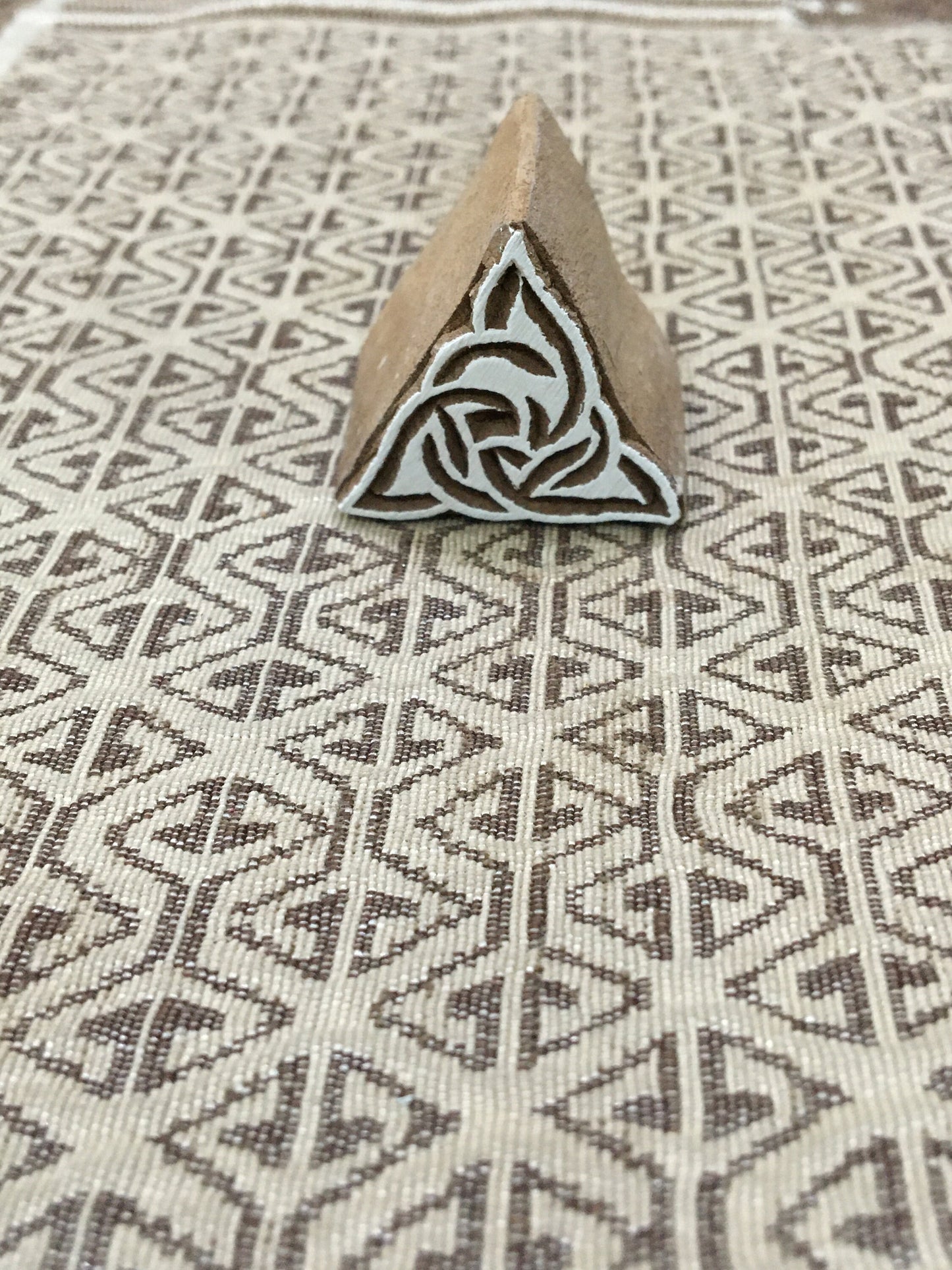 Celtic Triangle, hand carved Indian wood printing block; textile stamp; pottery stamp,
