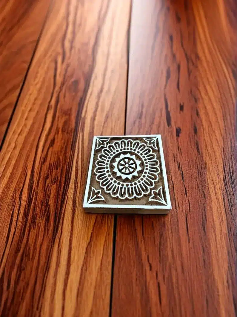 Medium Tile, pottery stamp ceramic mold scrap-booking tjap batik printing floral carved stamps image 1