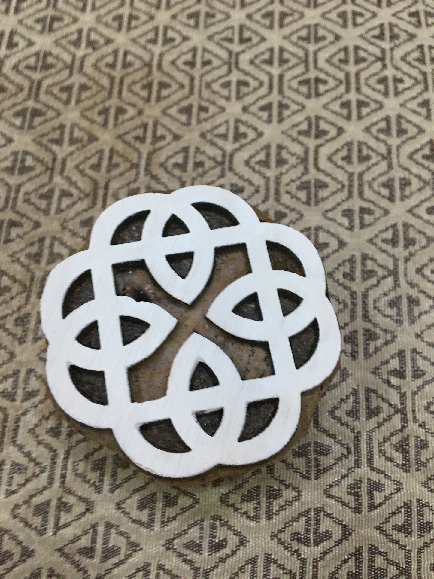 celtic knot, hand carved Indian wood printing block; textile stamp; pottery stamp,