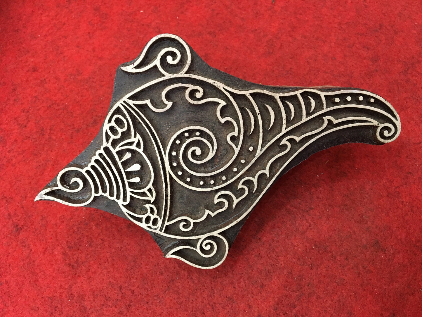 Traditional Conch Wood Stamp; Pottery Stamp; Wood Printing Block; Indian Stamp; Soap Stamp; Textile Print Block