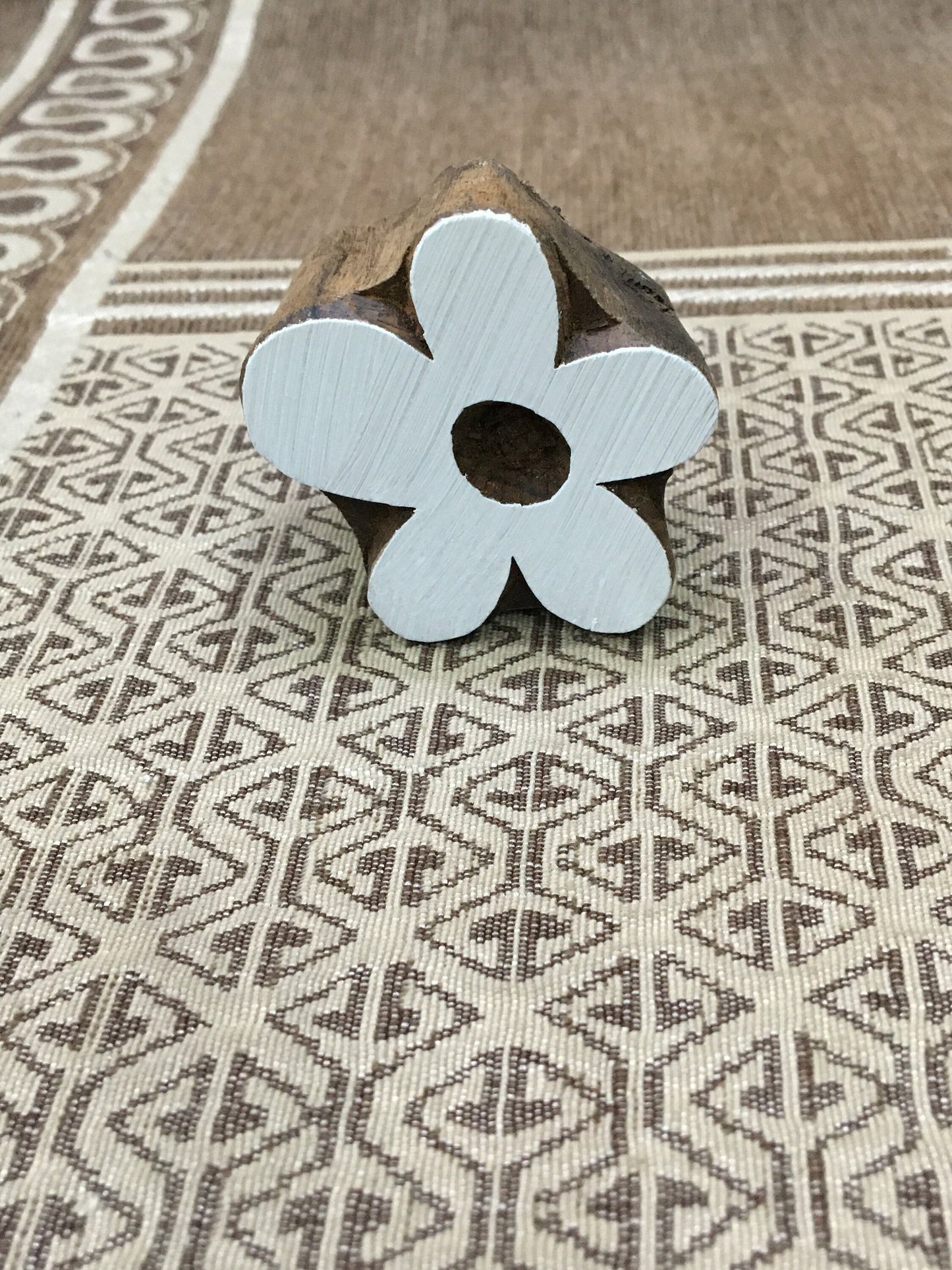 Blossoming Elegance: Exquisite Flower Design, hand carved Indian wood printing block; textile stamp; pottery stamp,